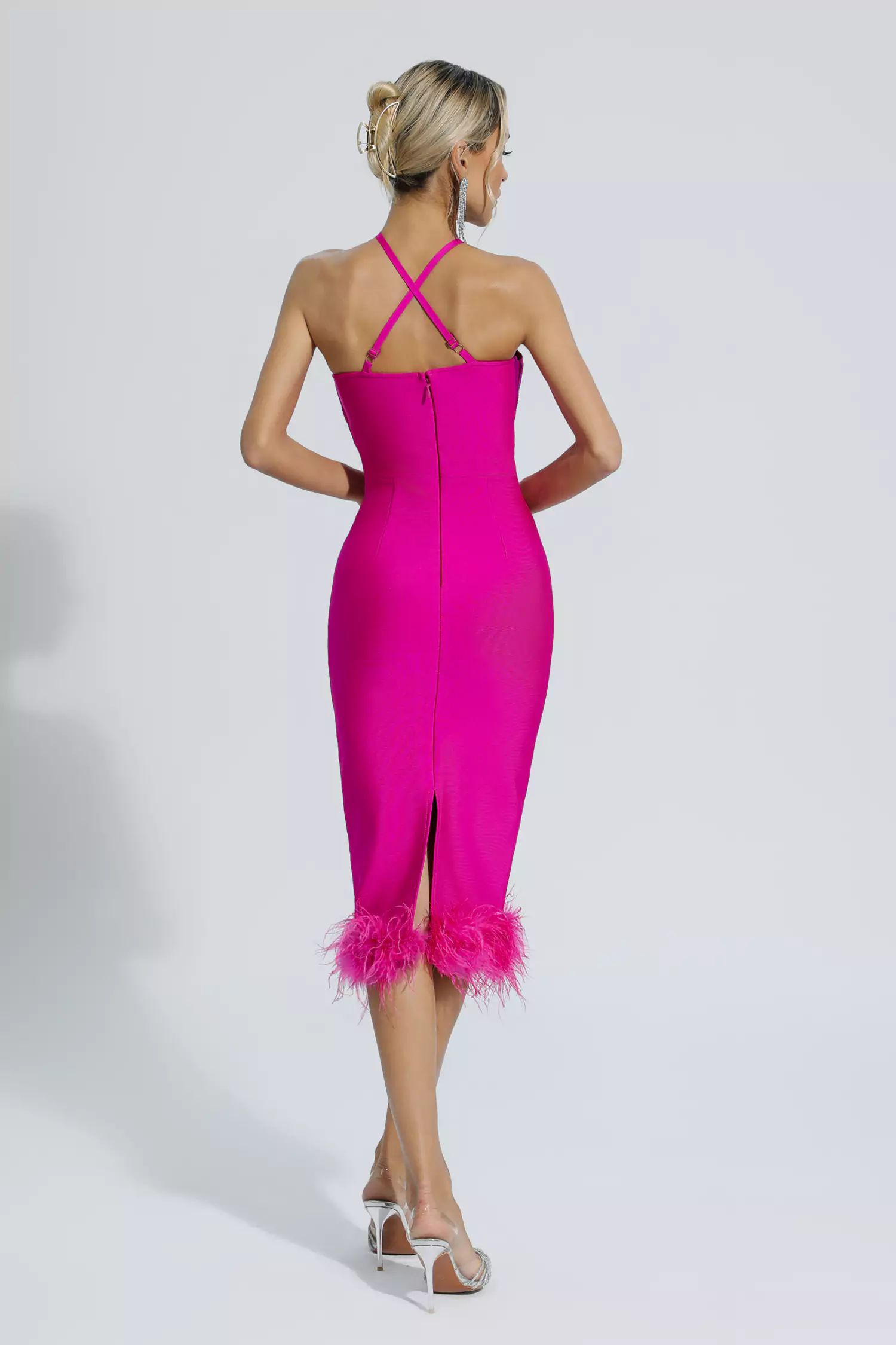 Aleah Rose Red Halterneck Bandage Dress-CATCHALL