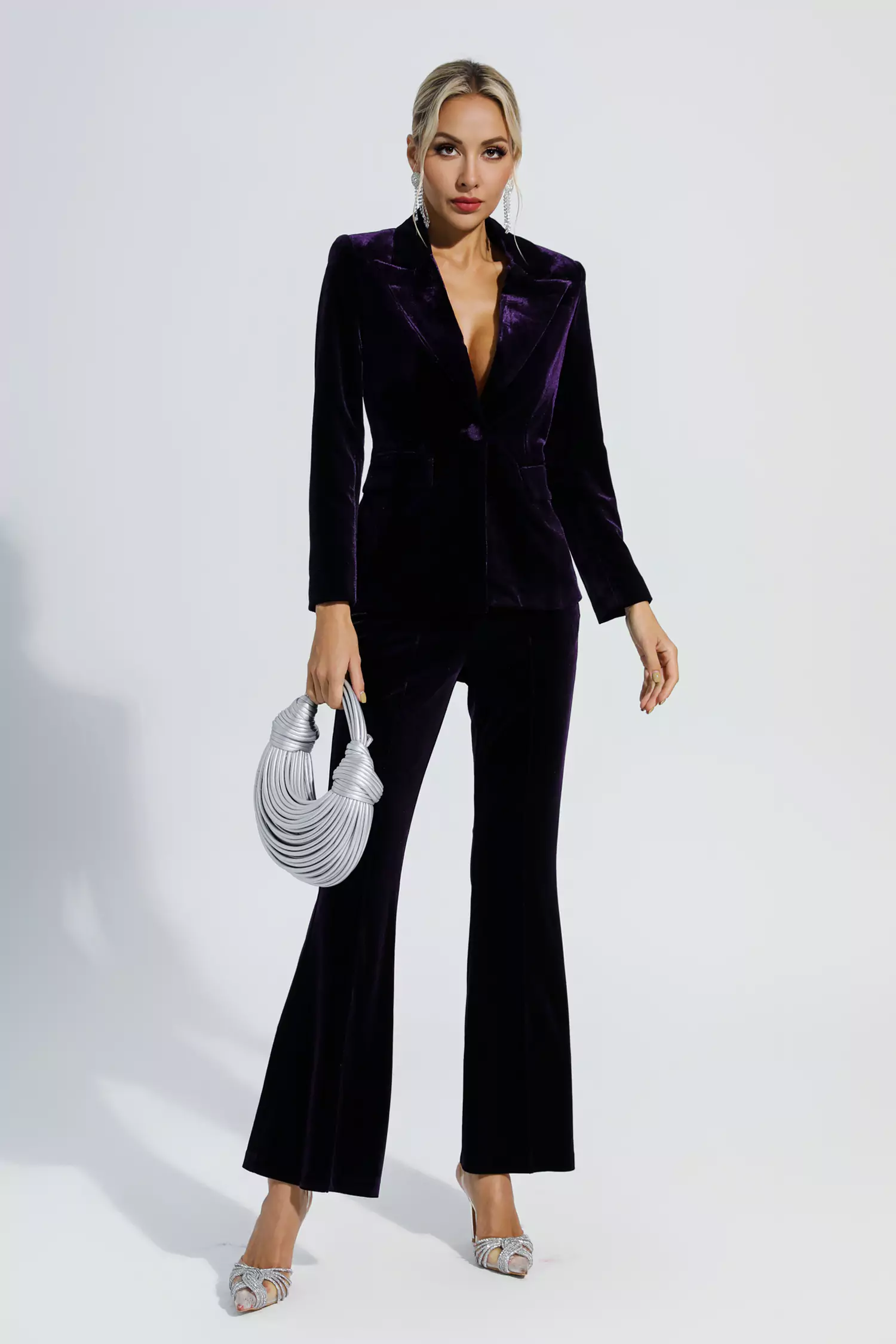 Aleena Purple Velvet Blazer Set