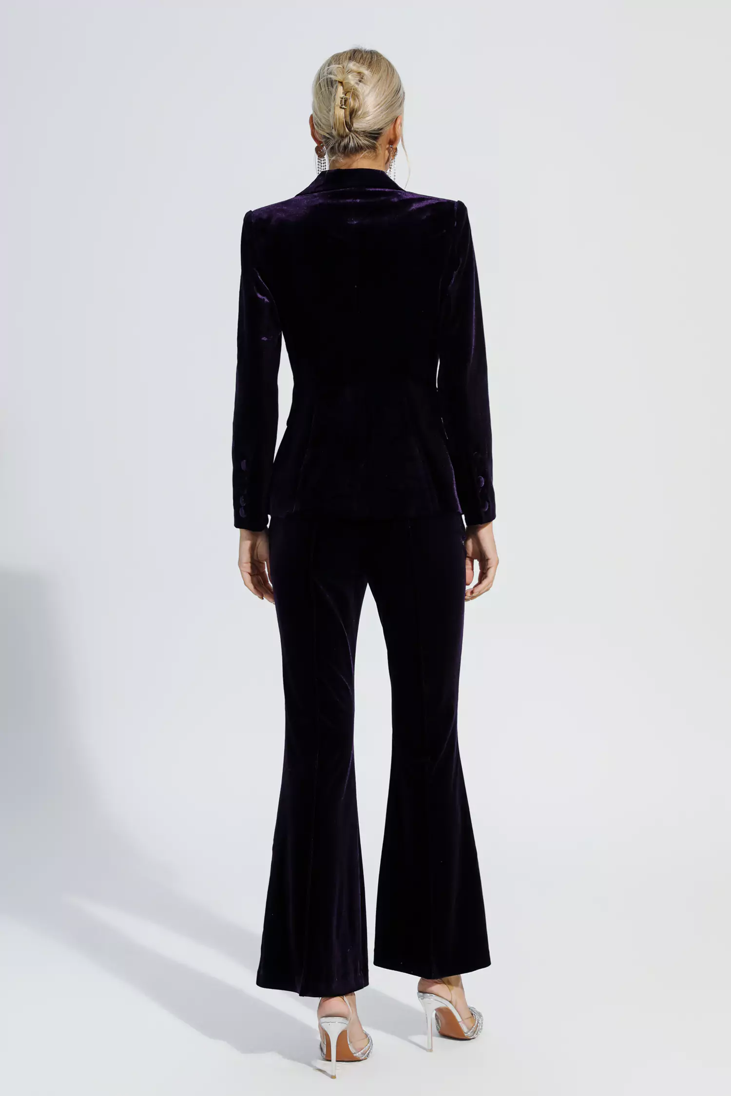 Aleena Purple Velvet Blazer Set-CATCHALL