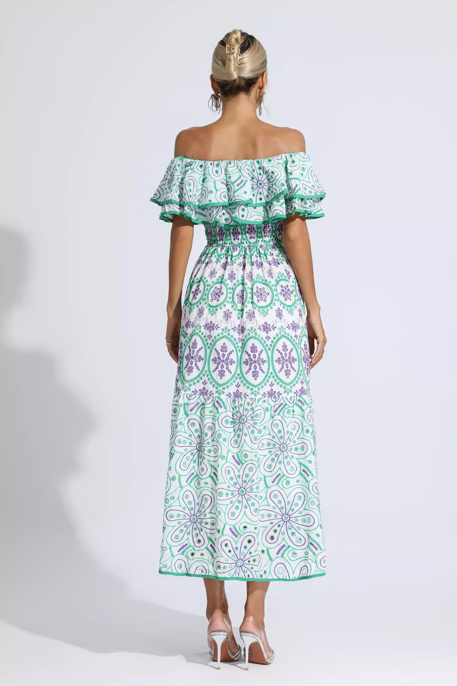 Malani Green Cutout Ruffle Maxi Dress-CATCHALL