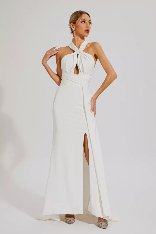 Alexia White Maxi Halter Dress