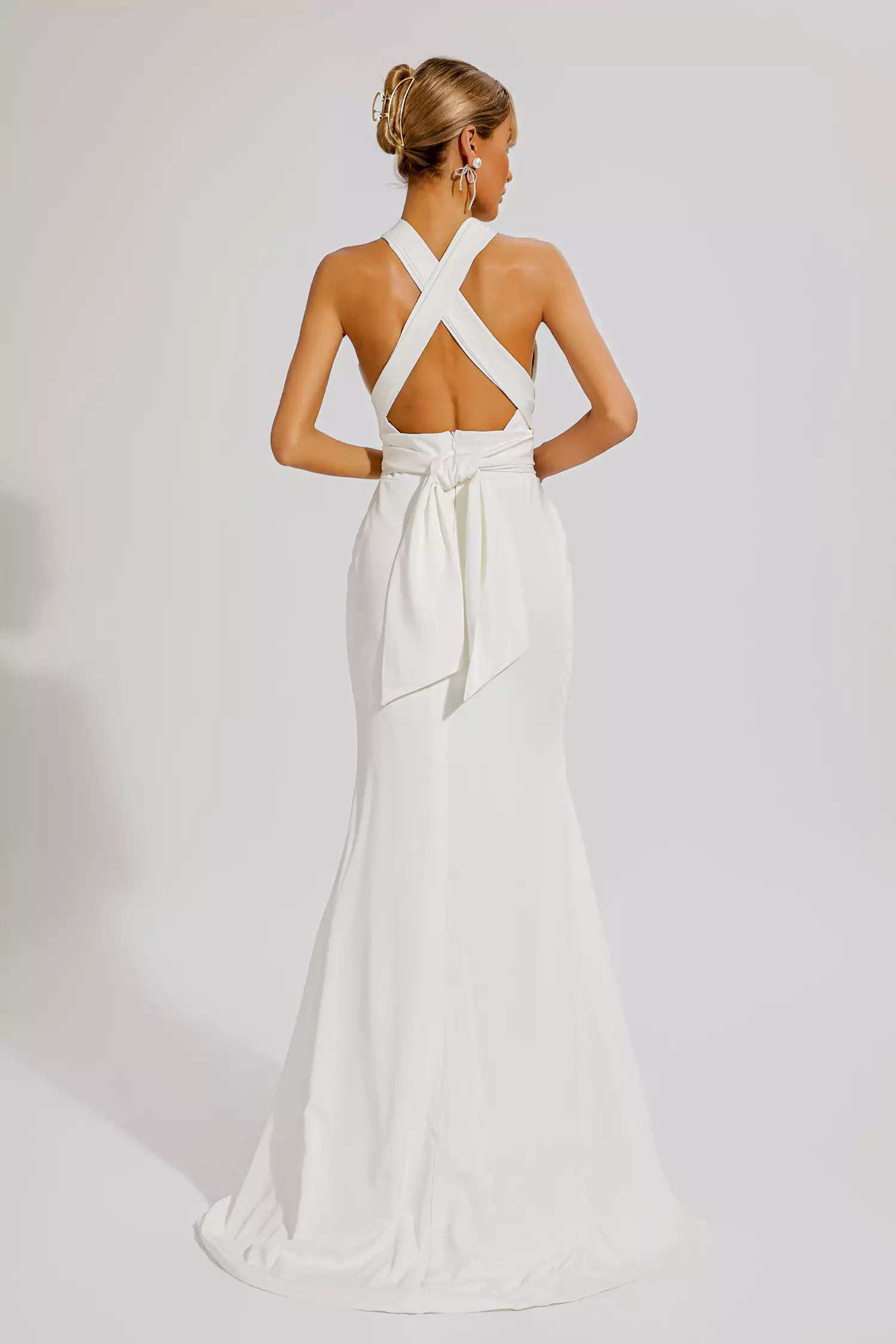 Alexia White Maxi Halter Dress-CATCHALL