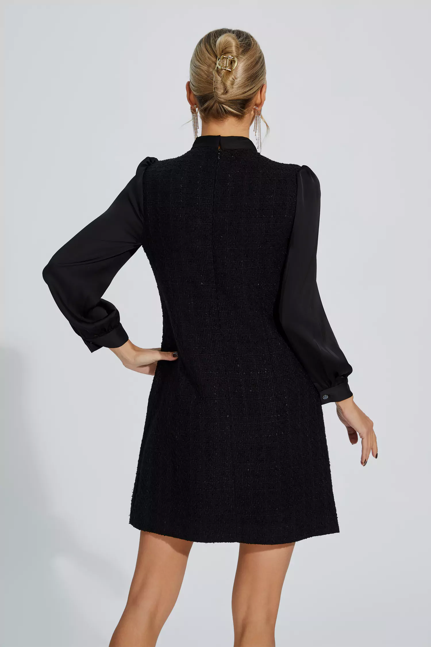 Aliya Black Bow-knot Mini Dress-CATCHALL