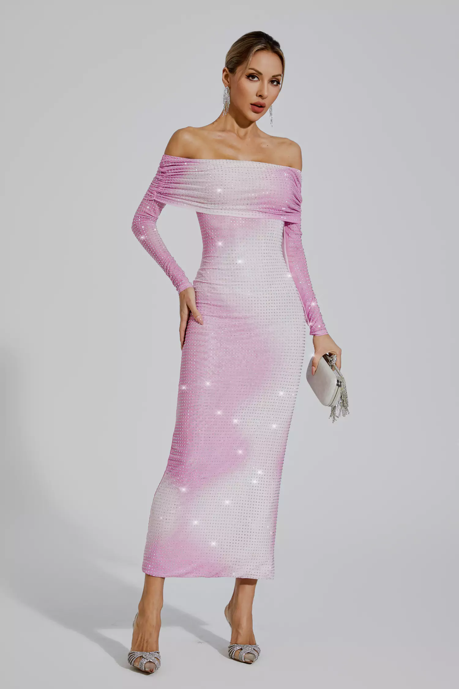 Alondra Gradient Pink Diamond Maxi Dress-CATCHALL