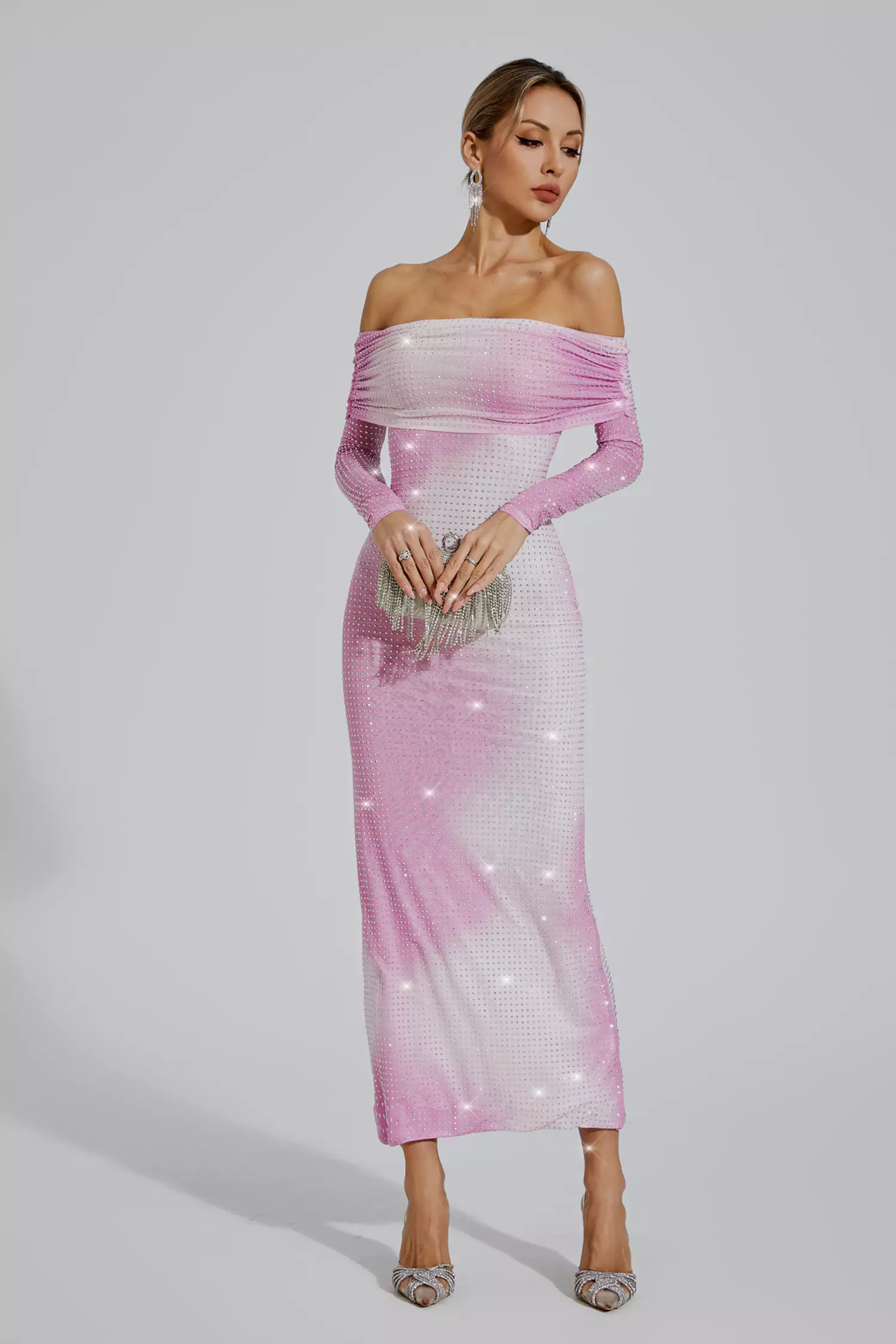 Alondra Gradient Pink Diamond Maxi Dress-CATCHALL