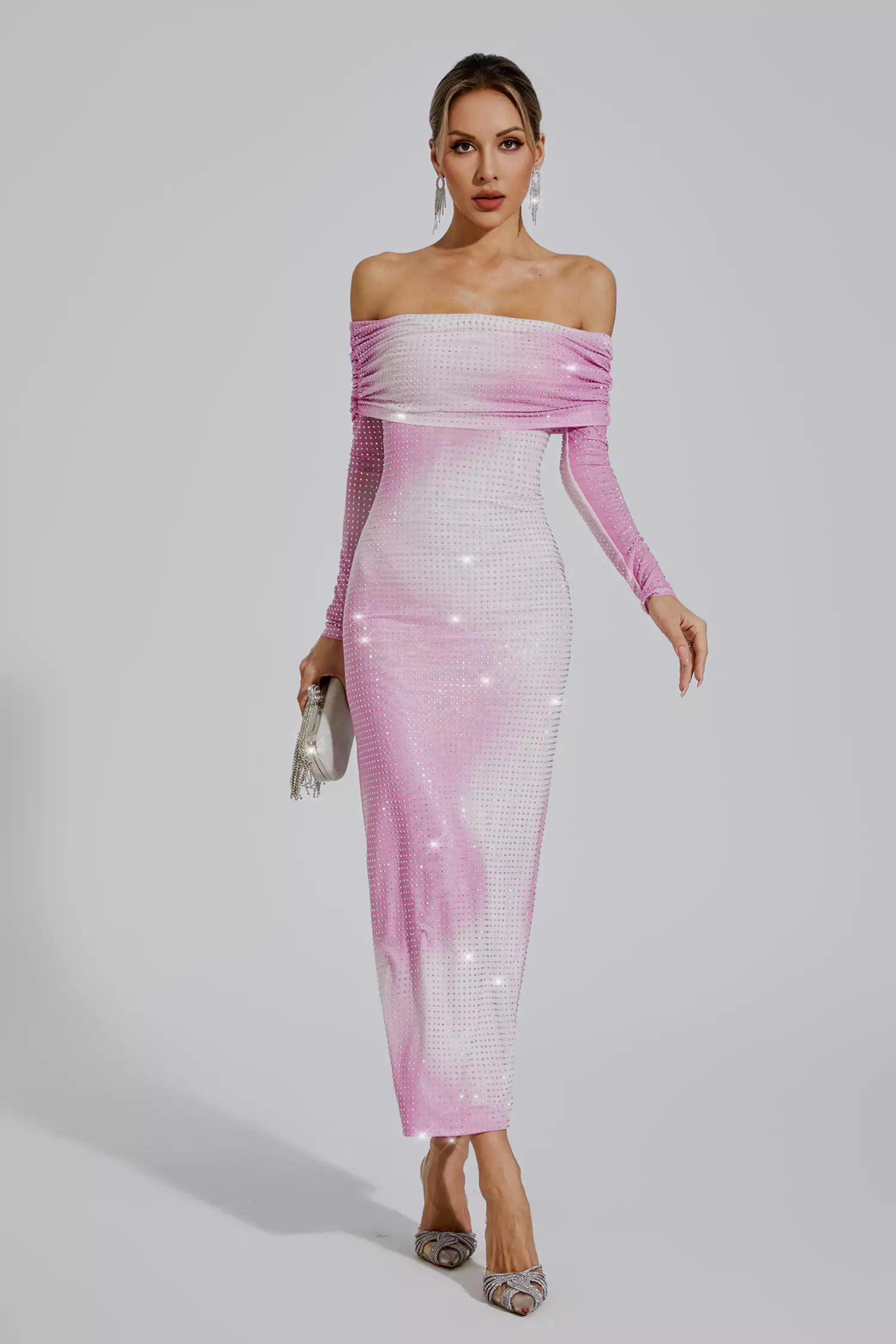 Alondra Gradient Pink Diamond Maxi Dress-CATCHALL