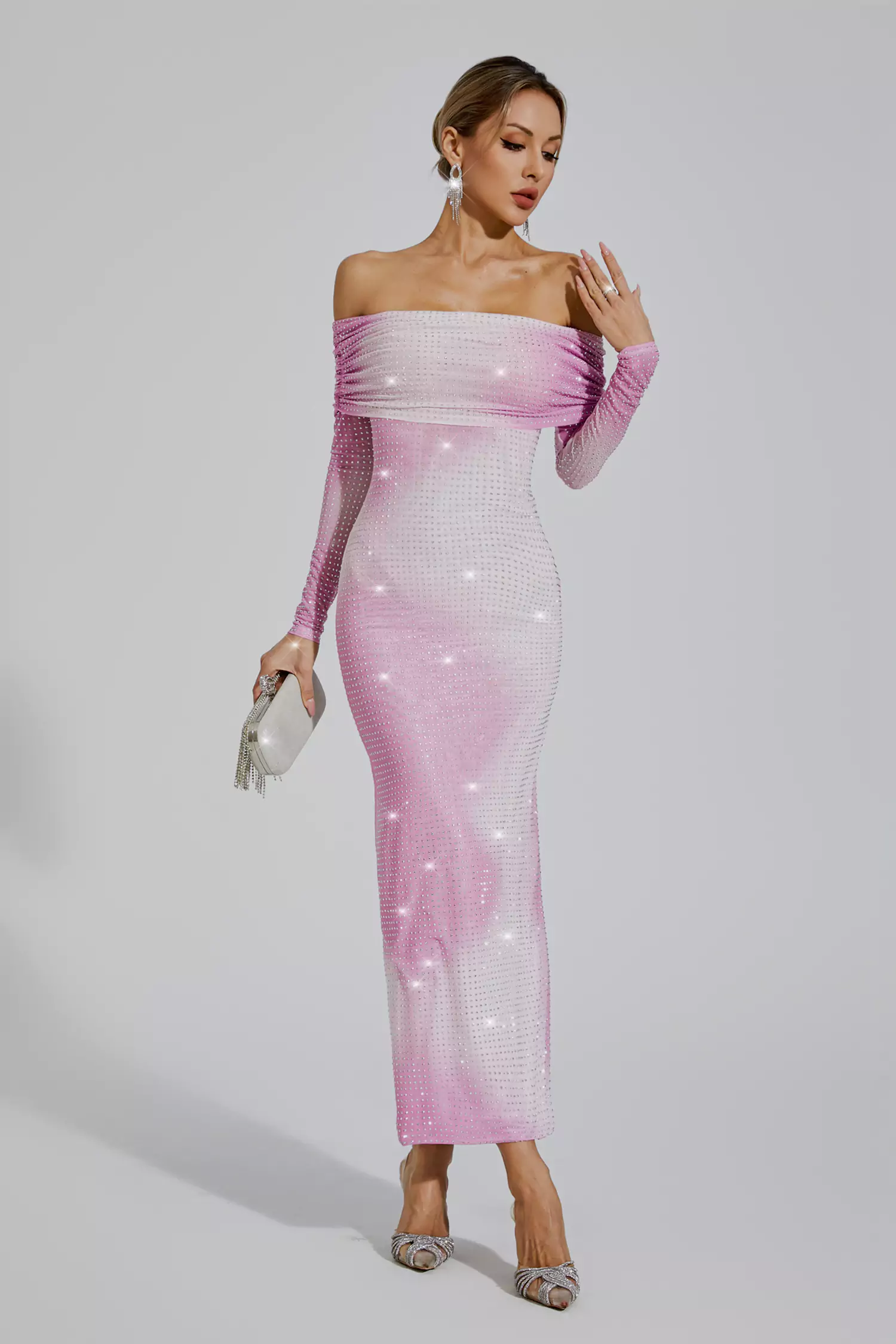 Alondra Gradient Pink Diamond Maxi Dress