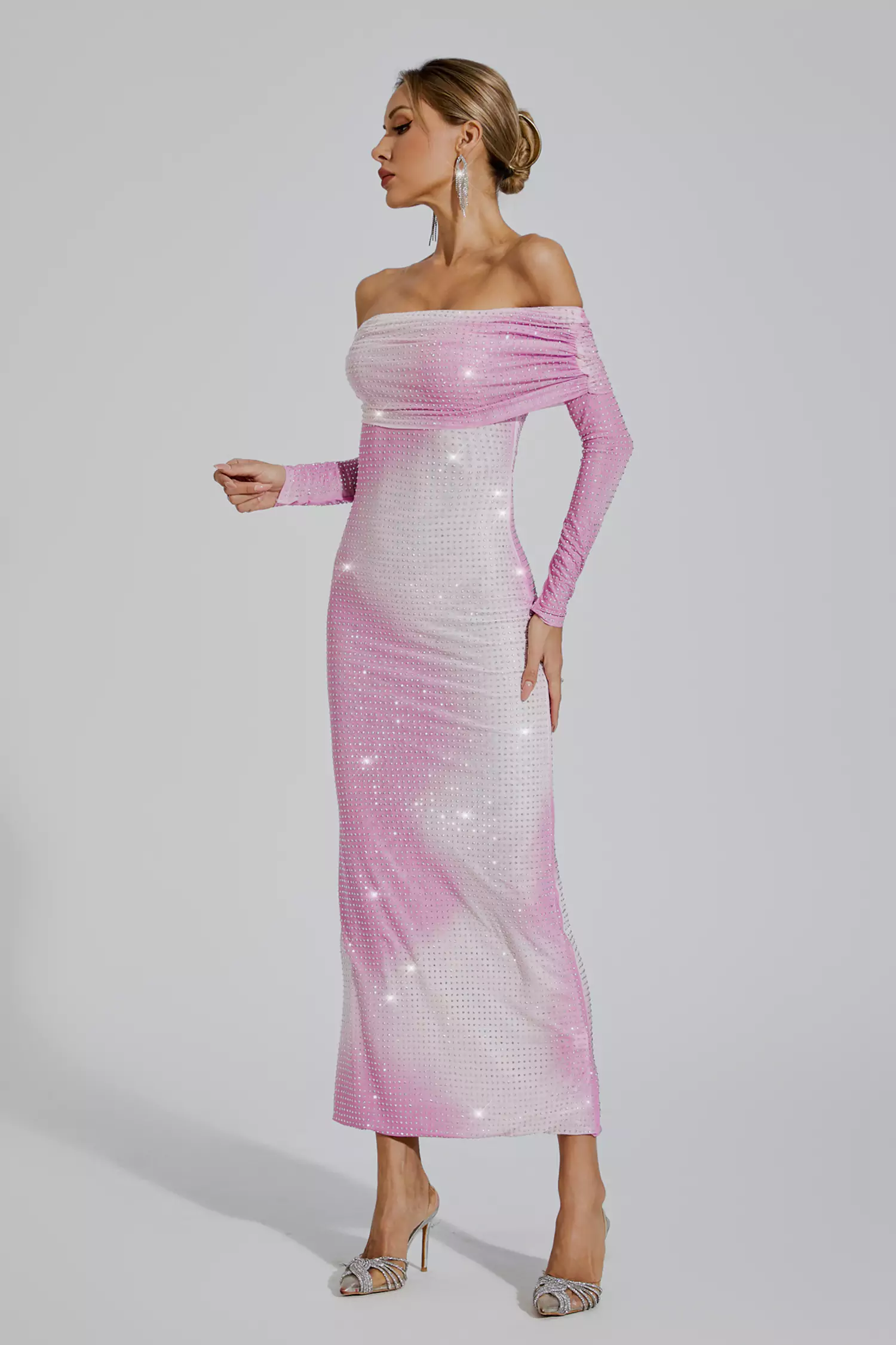 Alondra Gradient Pink Diamond Maxi Dress-CATCHALL