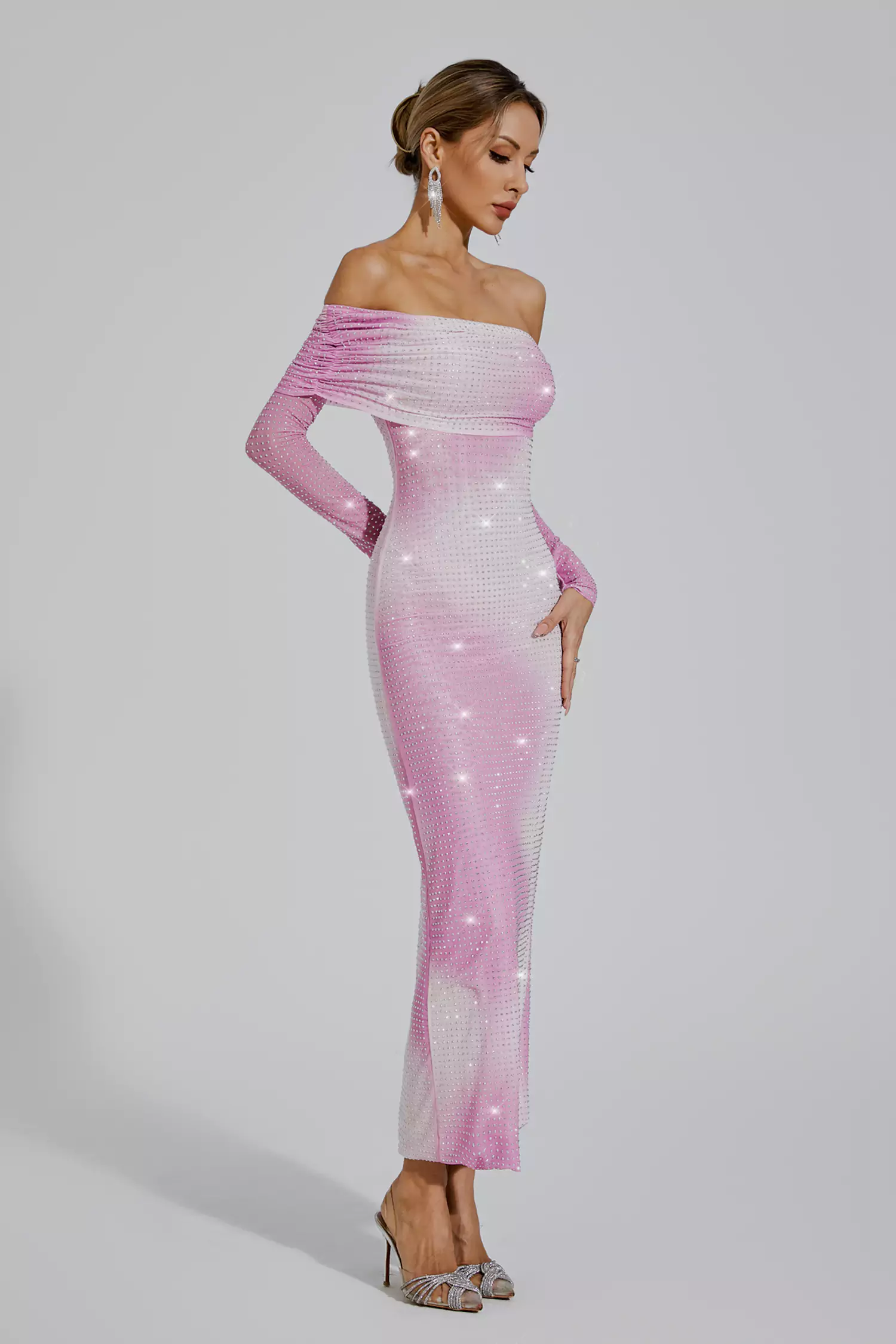 Alondra Gradient Pink Diamond Maxi Dress-CATCHALL