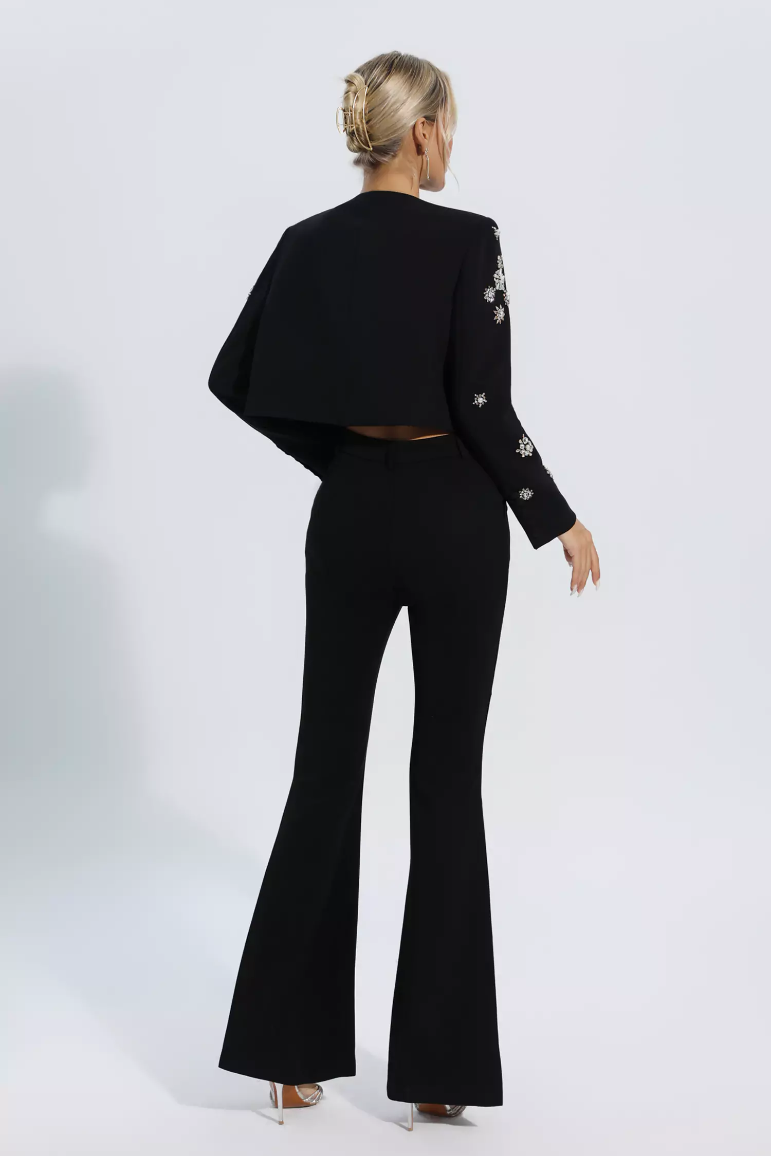 Amalia Black Crystal Pearl Blazer Set-CATCHALL