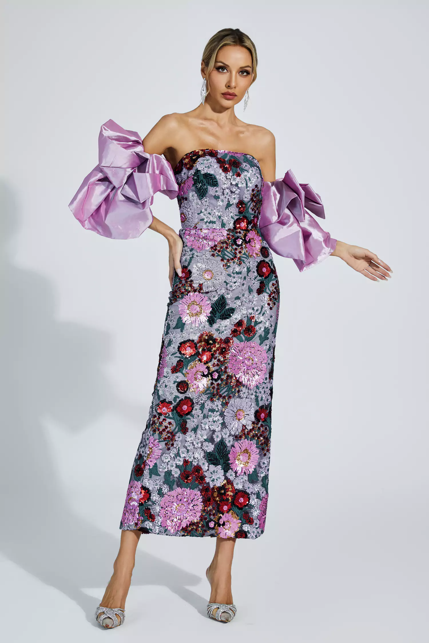 Amelie Purple Flower Embellishment Dress