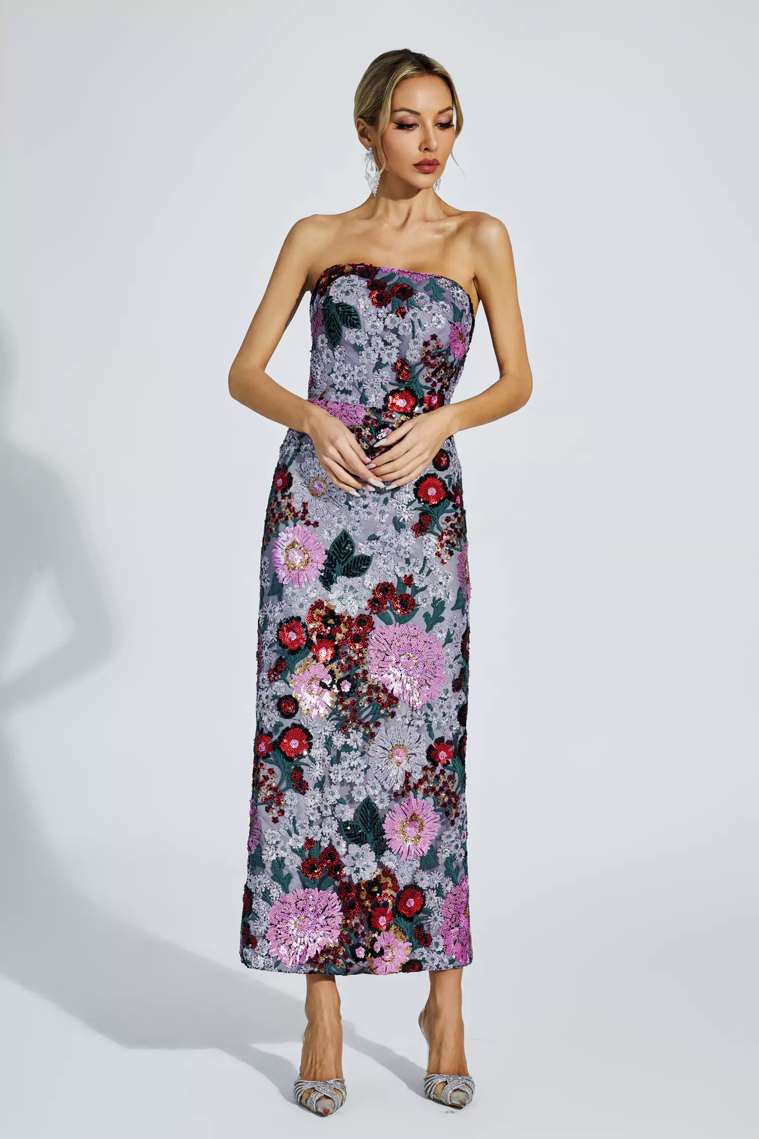 Amelie Purple Flower Embellishment Dress-CATCHALL