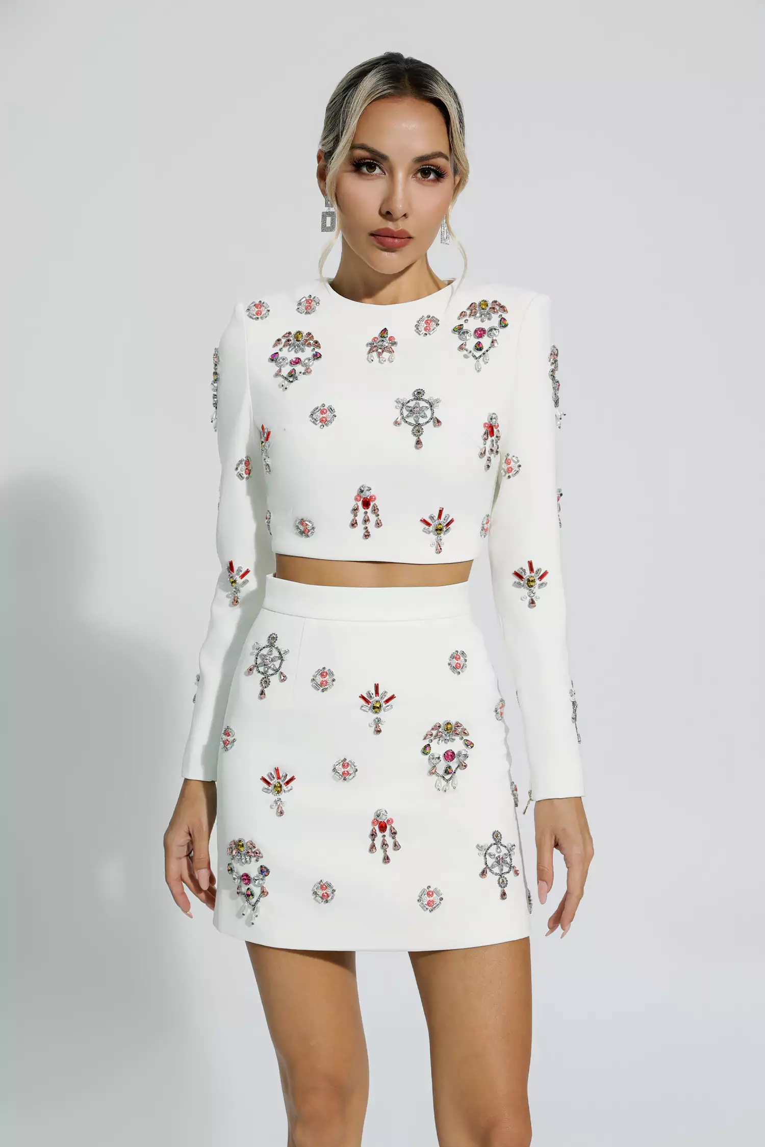 Amirah White Crystal Embellished Set-CATCHALL