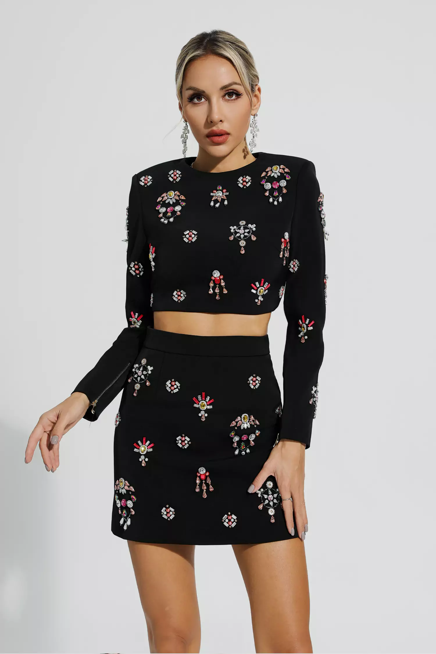 Amirah Black Crystal Embellished Set-CATCHALL