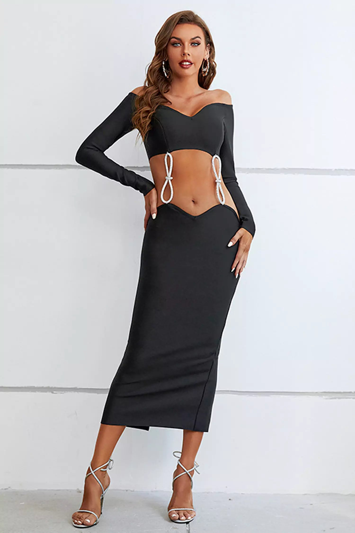 Amiyah Black Bandage Midi Dress