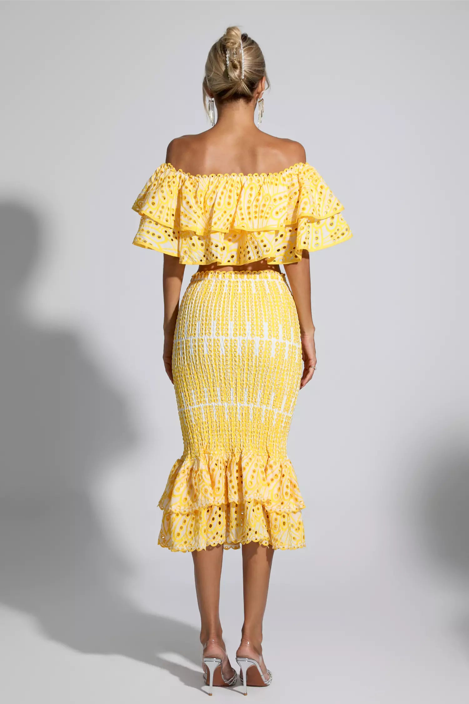 Anaya Yellow Cutout Ruffle Set-CATCHALL