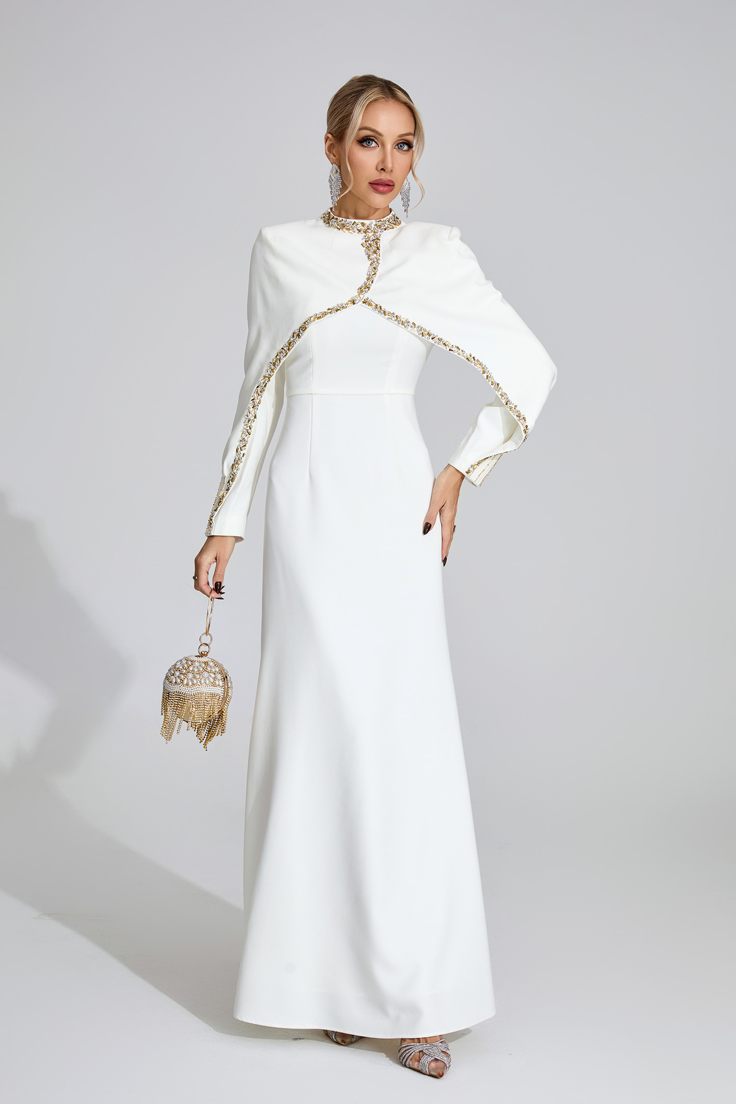 Andromeda  White Chain Maxi Dress