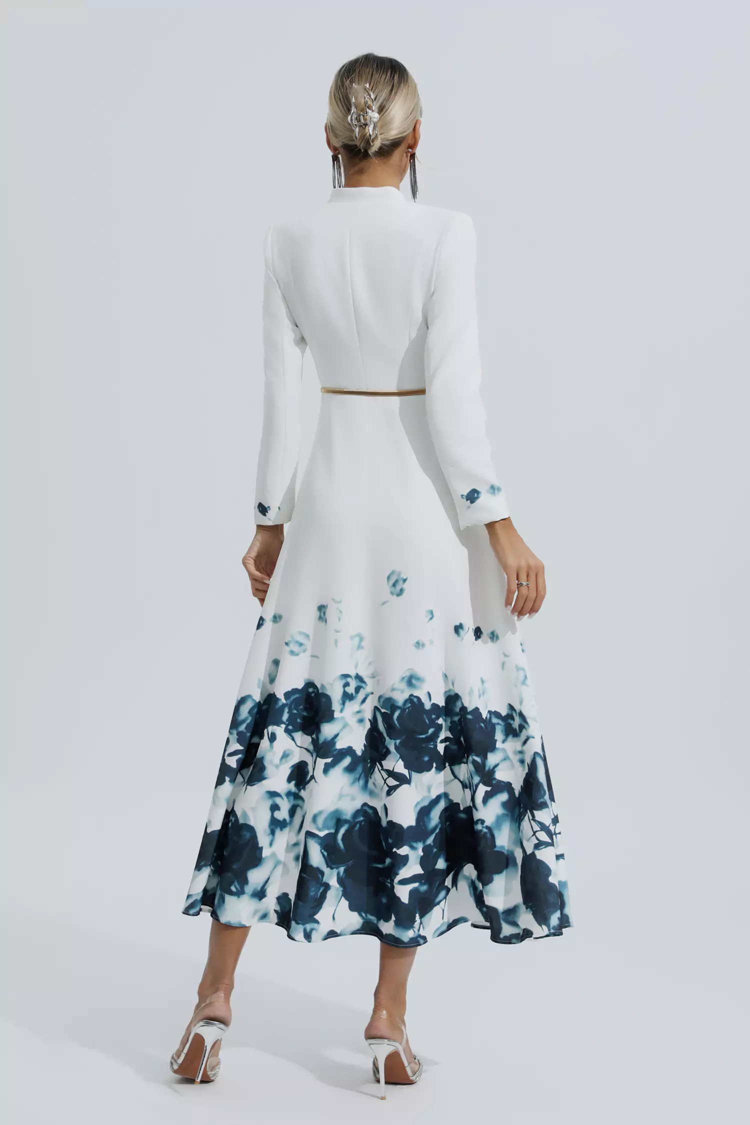 Angie White Printed Floral Maxi Dress-CATCHALL