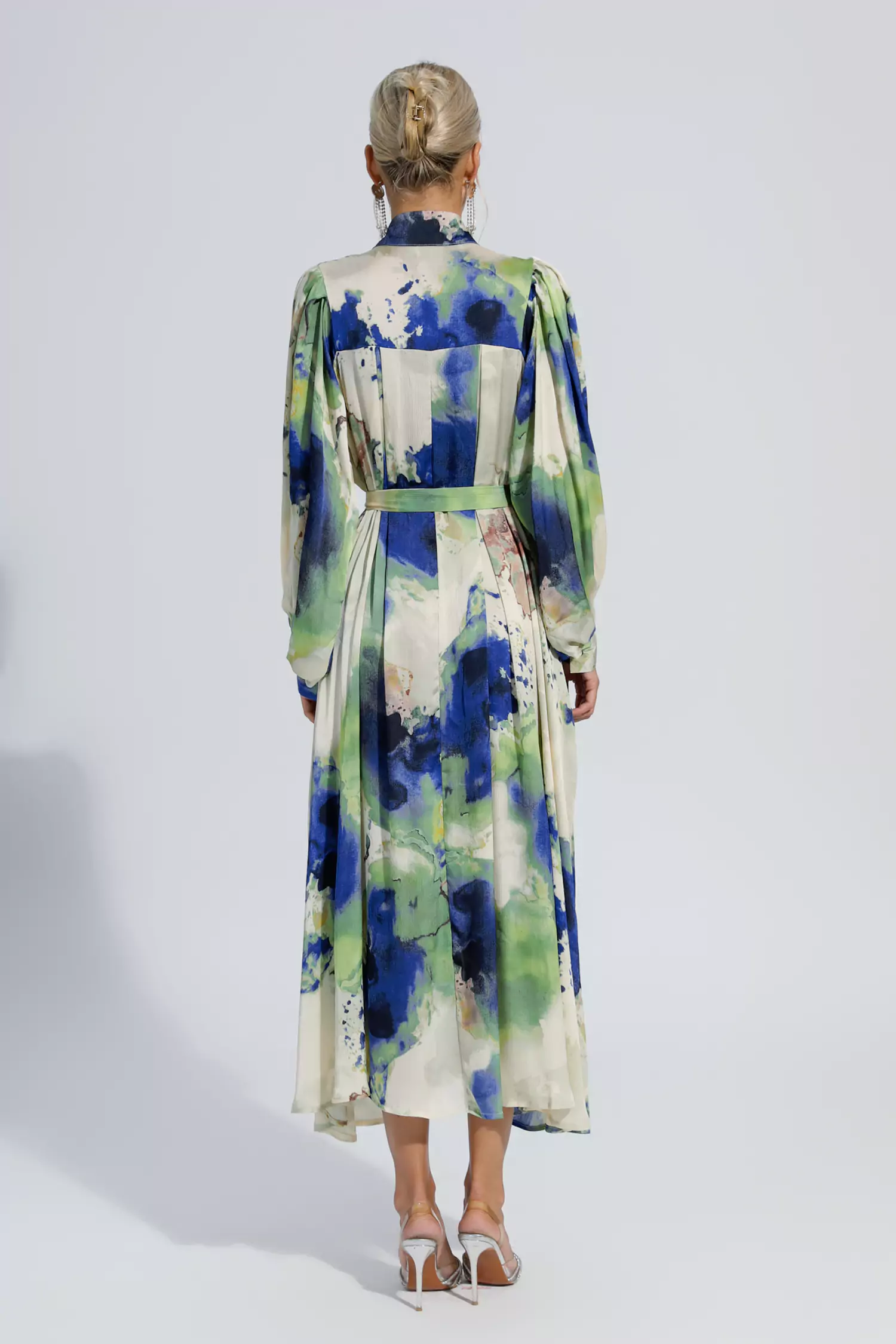 Anne Floral Tie Dye Long Sleeves Maxi Dress-CATCHALL