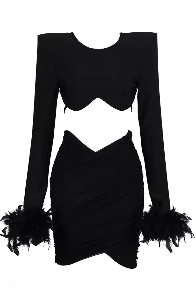 Annie Black Feather Bandage Set-CATCHALL