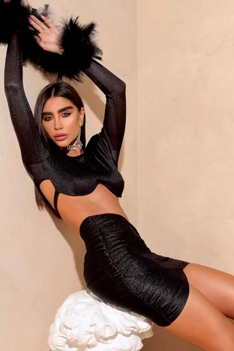 Annie Black Feather Bandage Set-CATCHALL