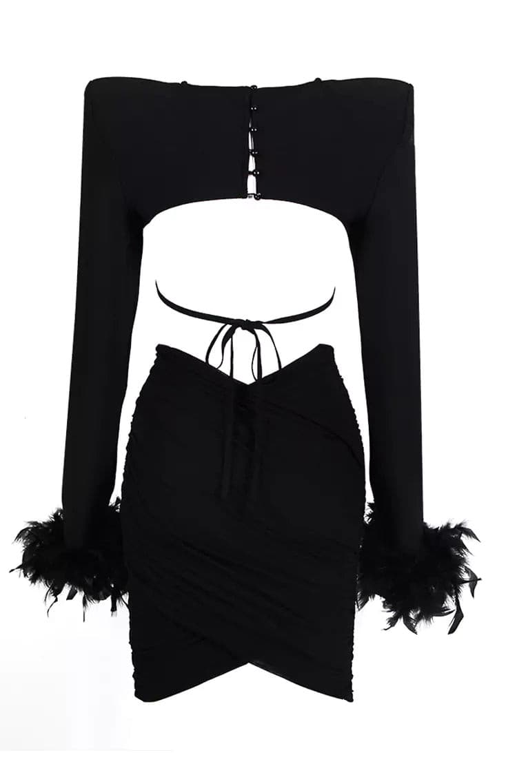 Annie Black Feather Bandage Set-CATCHALL