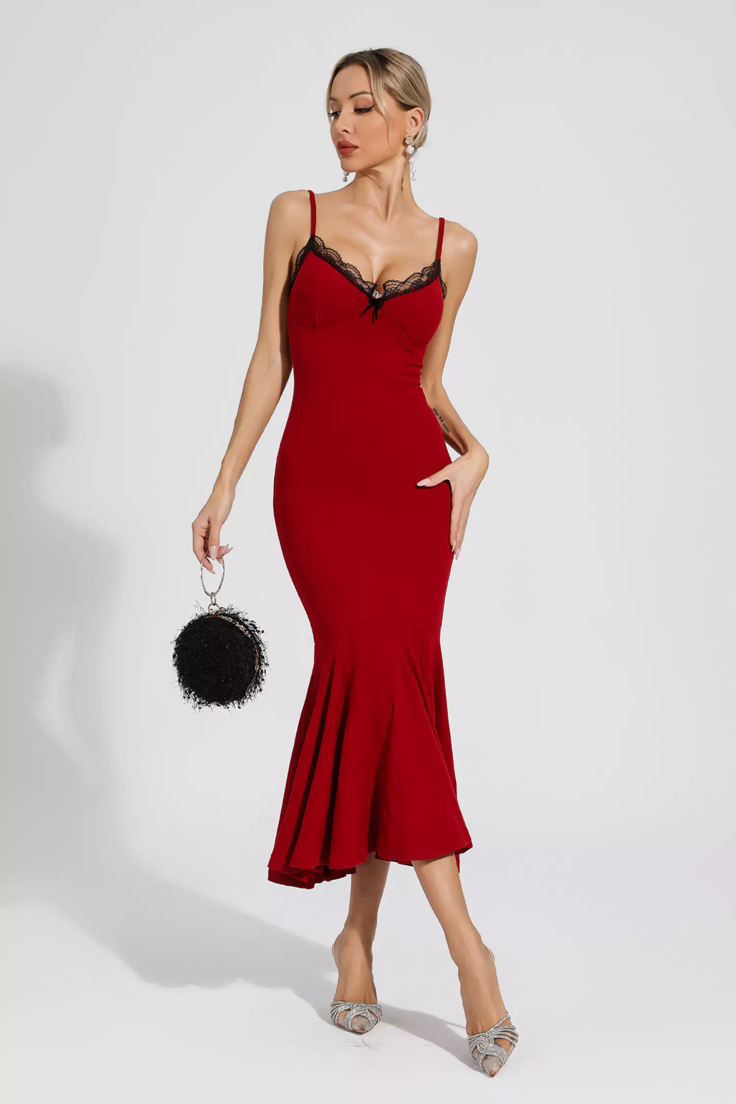 Annika Red Mermaid Slip Dress-CATCHALL