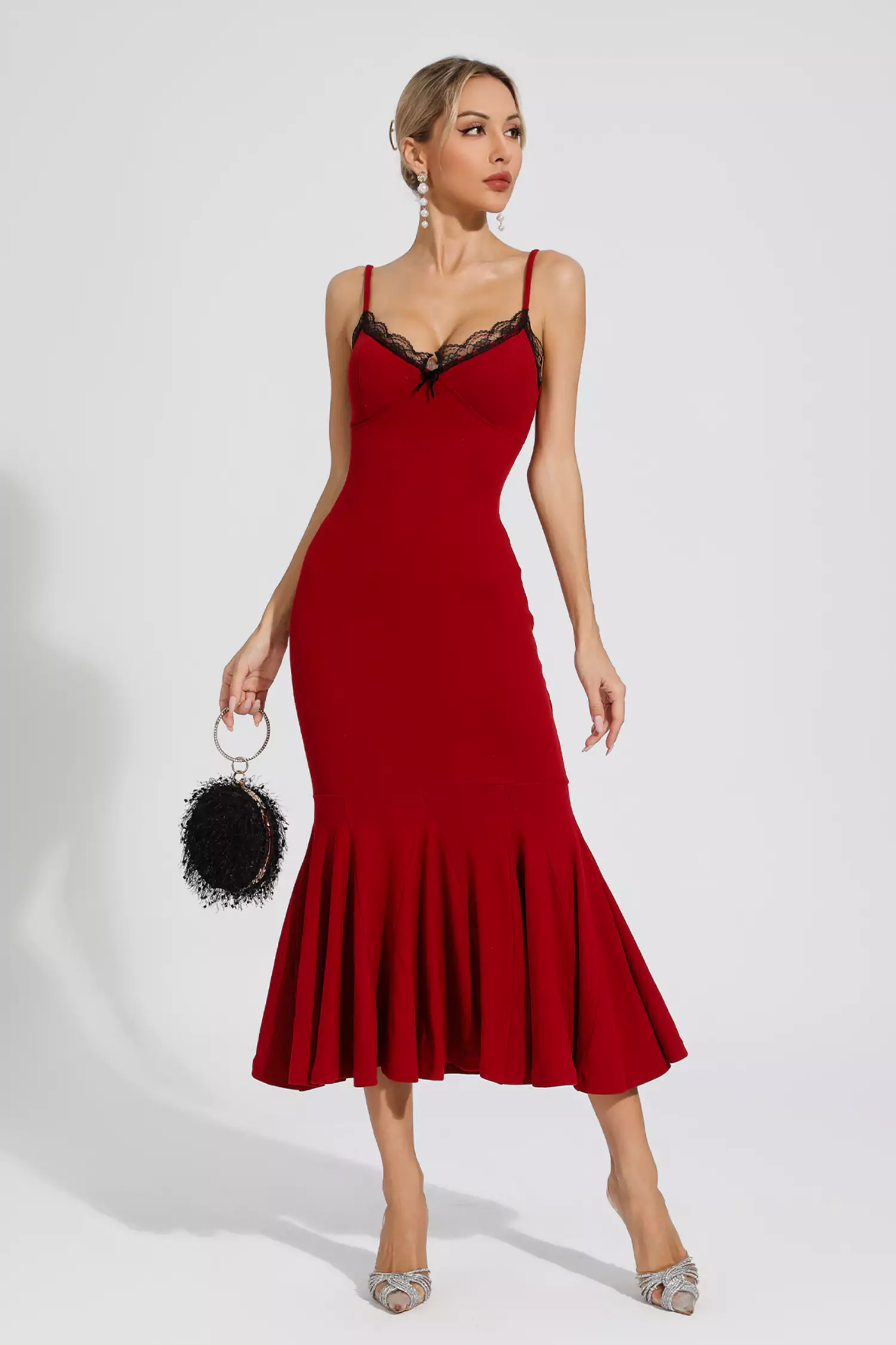 Annika Red Mermaid Slip Dress-CATCHALL