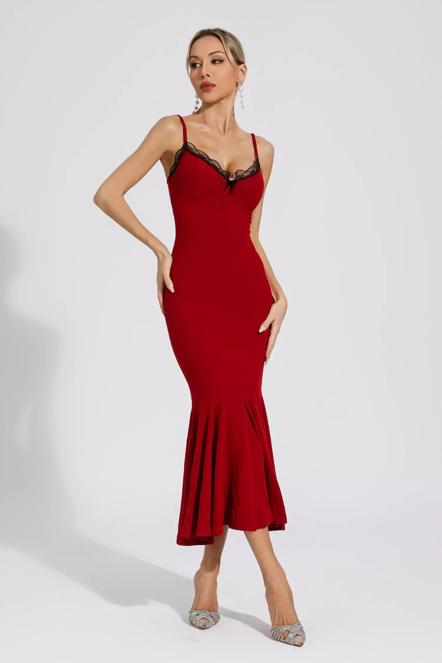 Annika Red Mermaid Slip Dress-CATCHALL