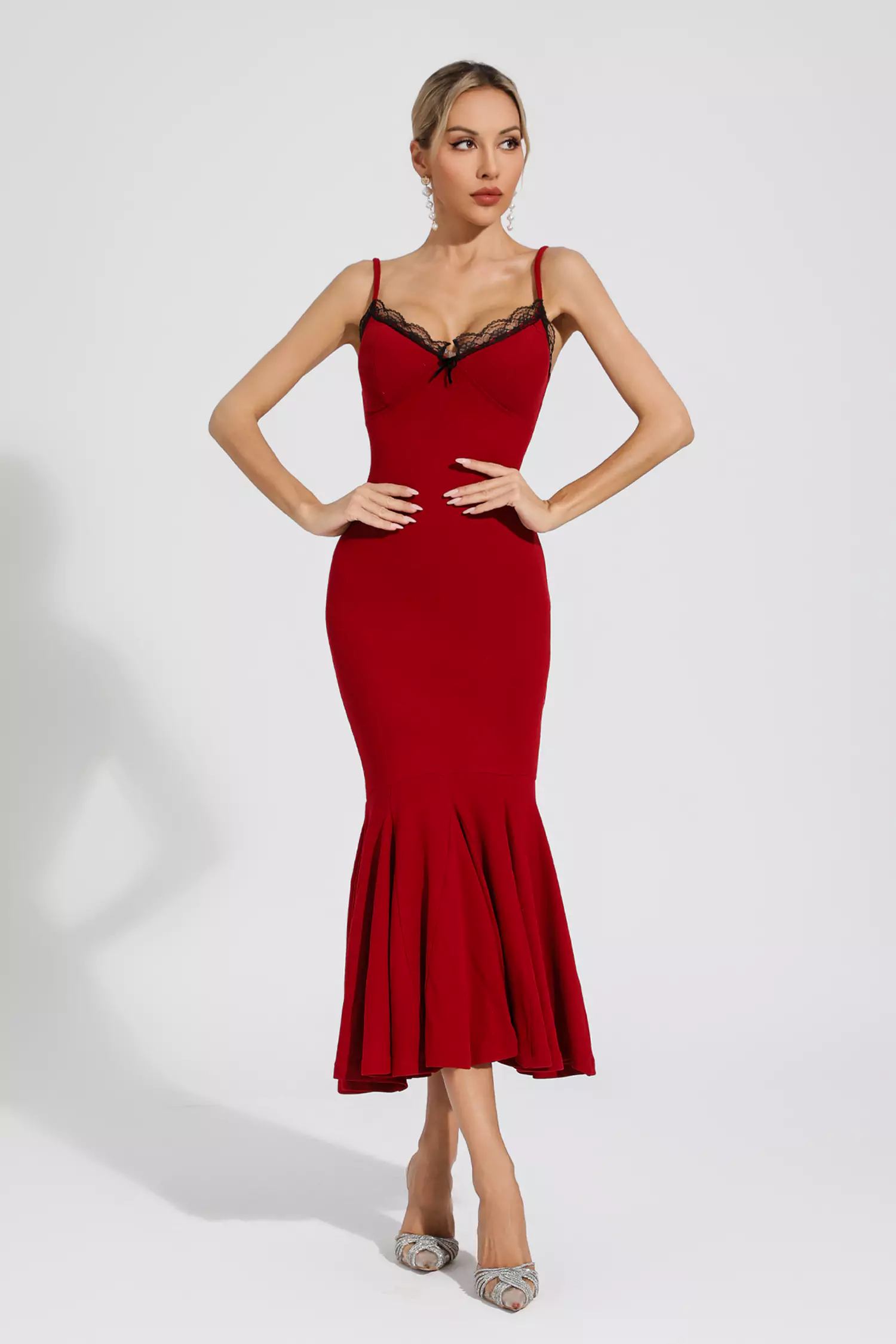 Annika Red Mermaid Slip Dress-CATCHALL