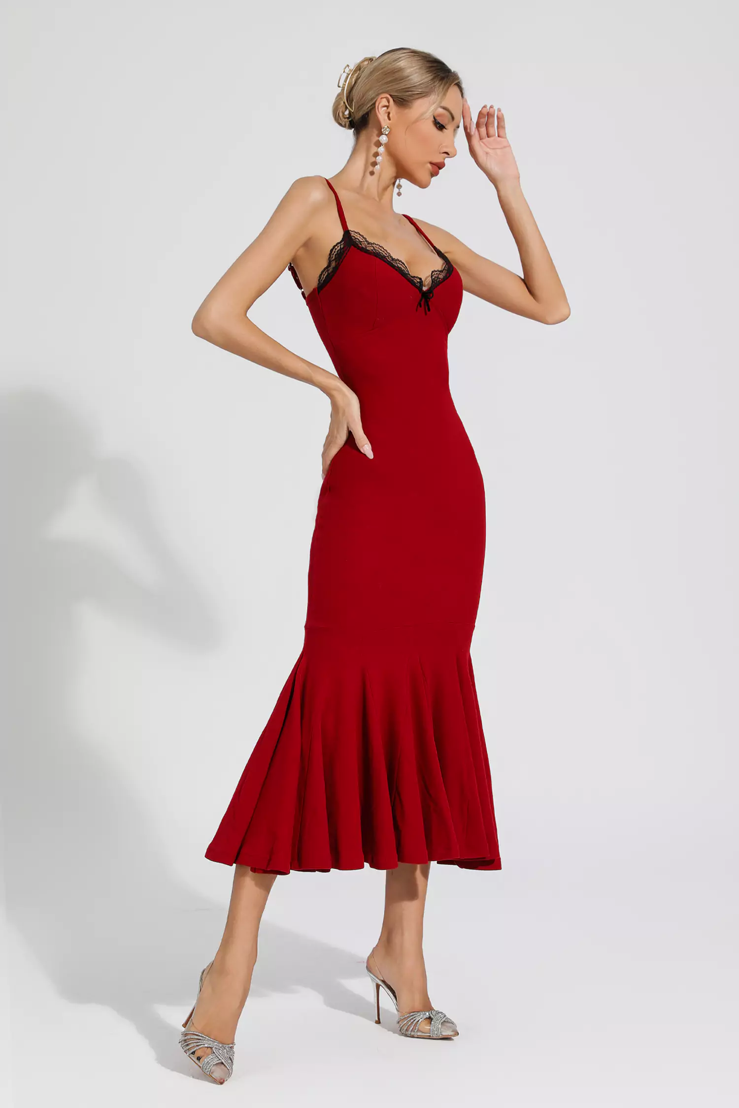 Annika Red Mermaid Slip Dress-CATCHALL
