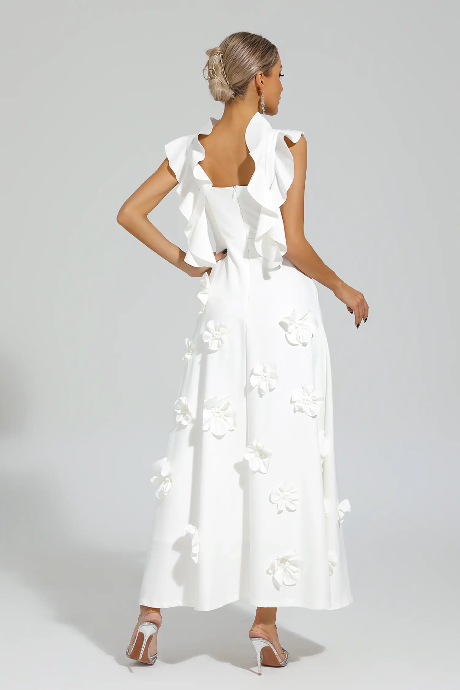 Ansel White Flower Slip Dress-CATCHALL