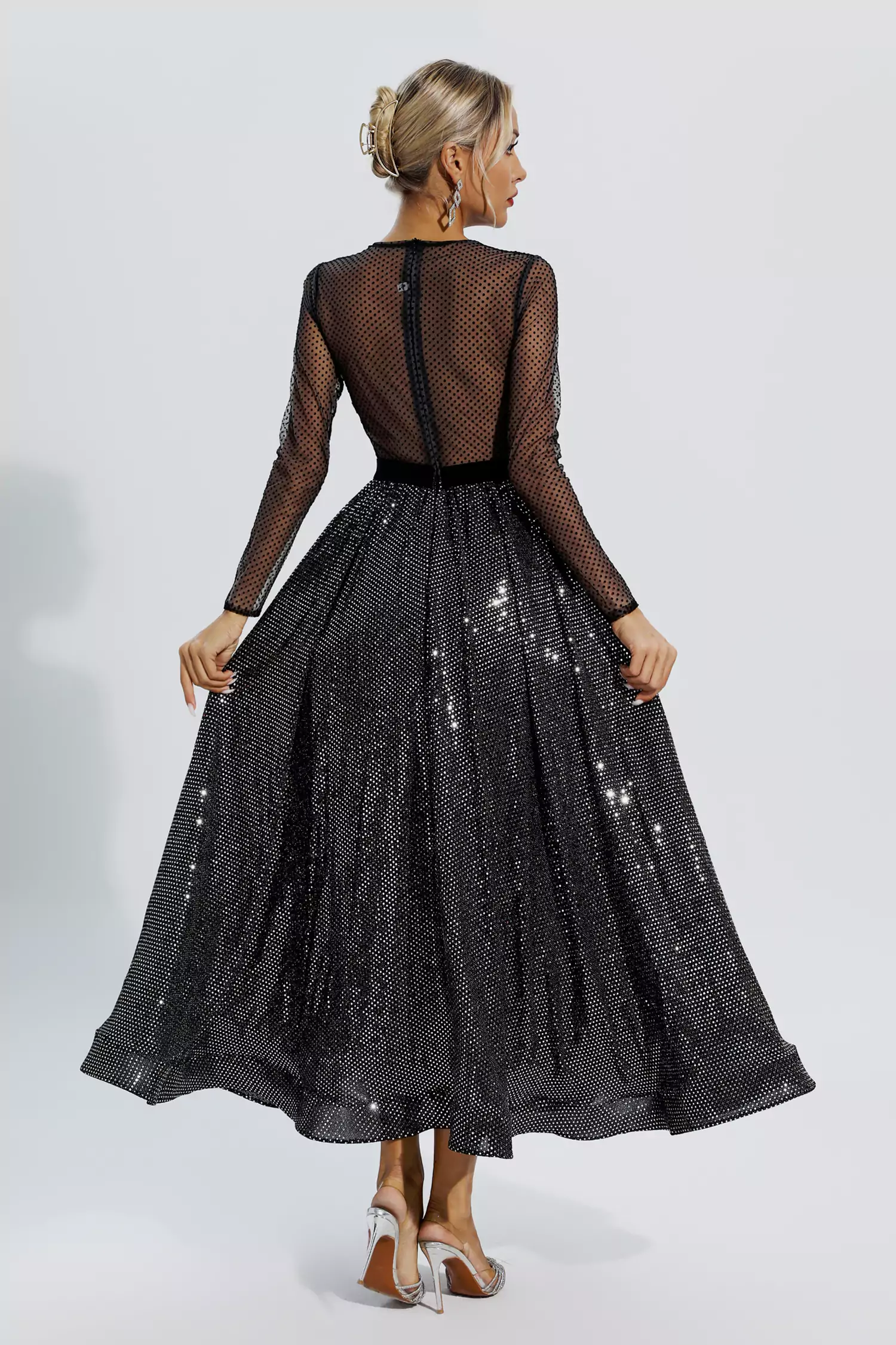 Antonella Black Floral Embroidery Maxi Dress-CATCHALL