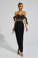 Kathryn Black Pearl Slip Floral Bandage Dress