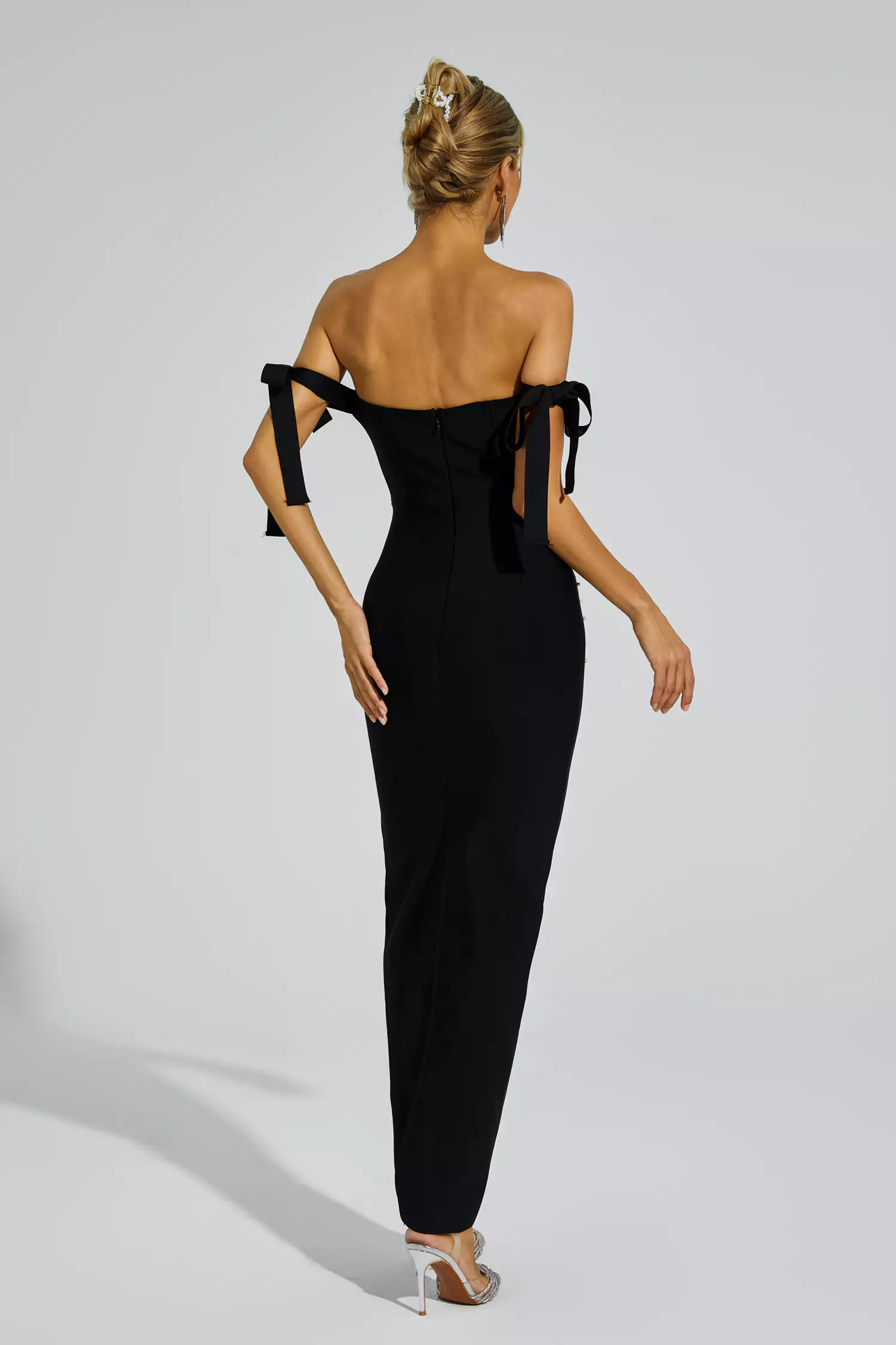 Antony Black Pearl Embellished Bandage Dress-CATCHALL