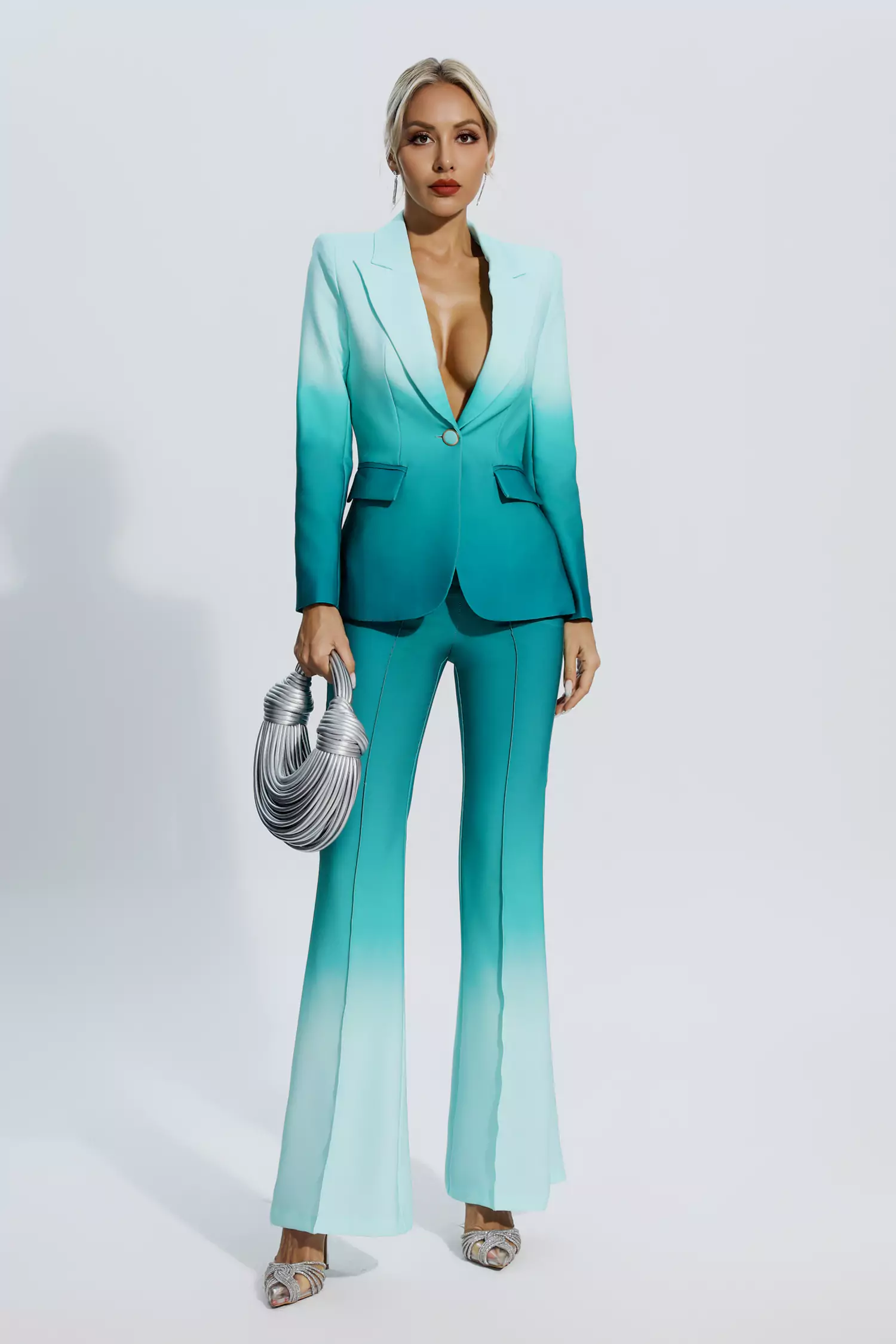 Anya Gradient Green Blazer Set-CATCHALL