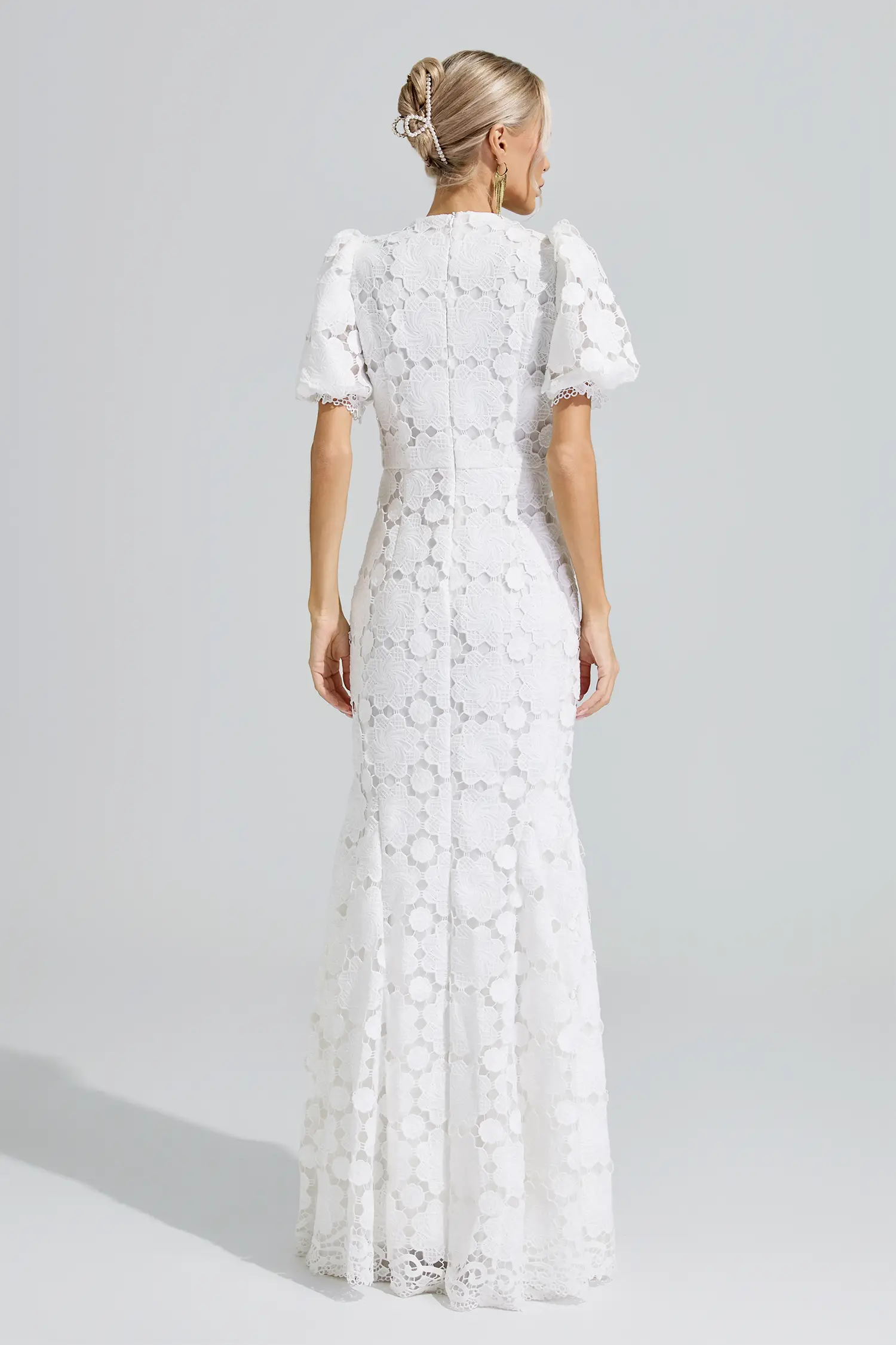 Aphrodite White Lace Cutout Maxi Dress