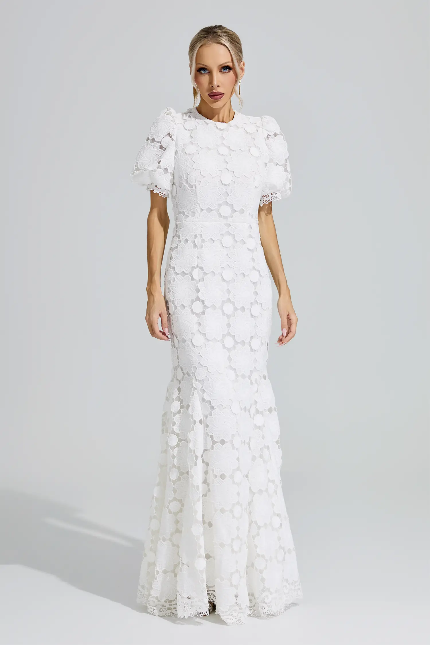 Aphrodite White Lace Cutout Maxi Dress