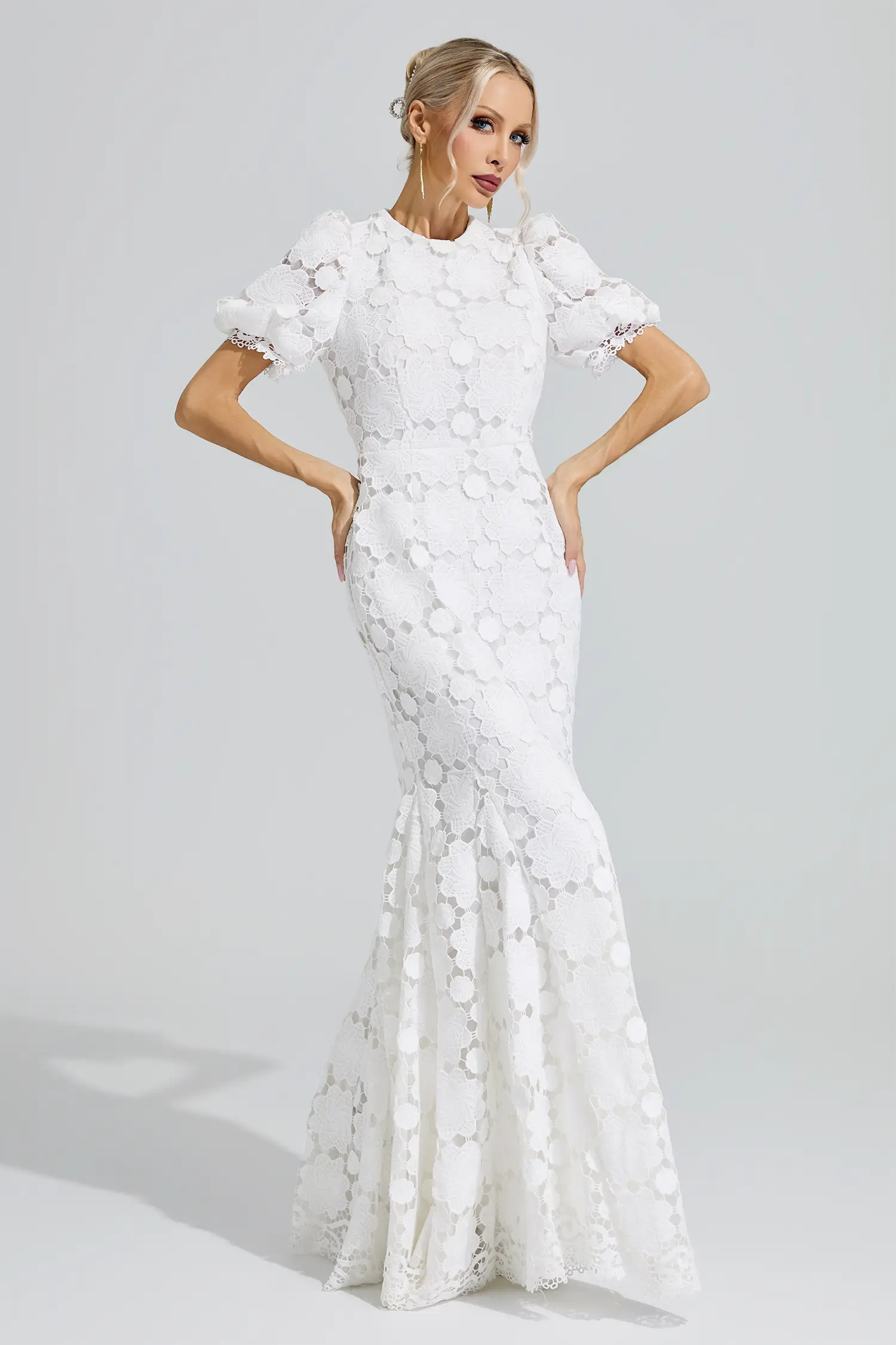 Aphrodite White Lace Cutout Maxi Dress