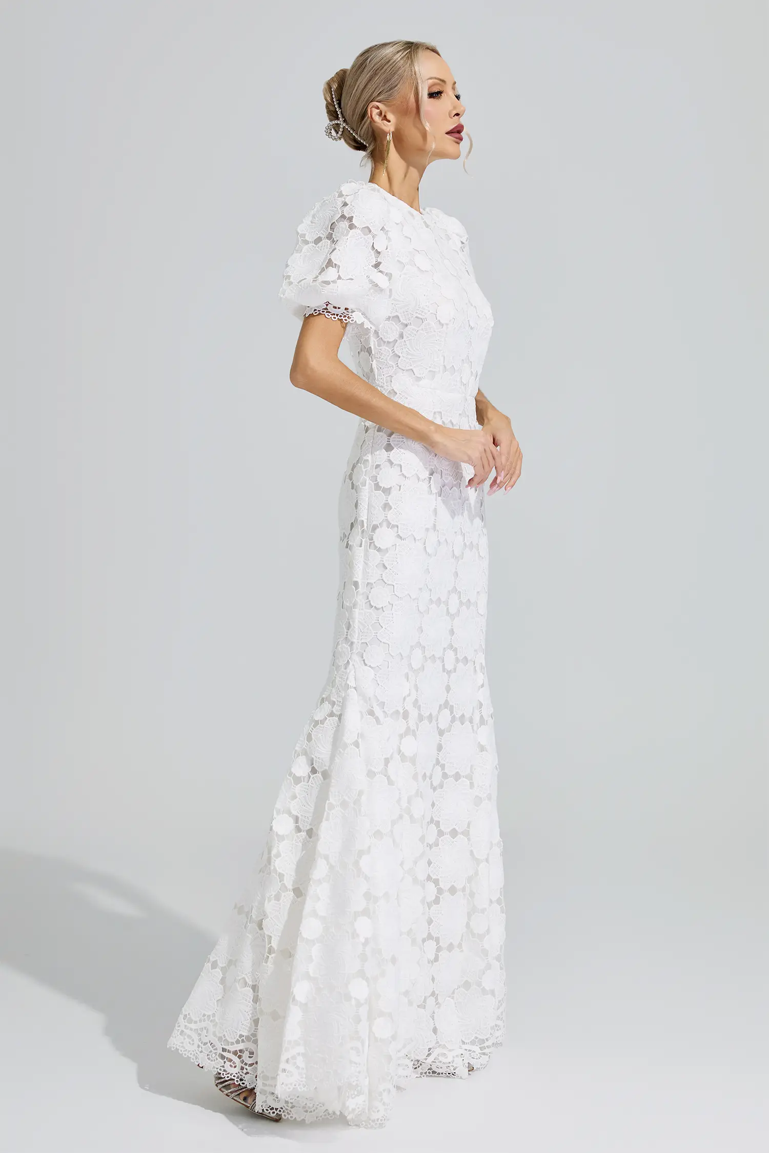 Aphrodite White Lace Cutout Maxi Dress