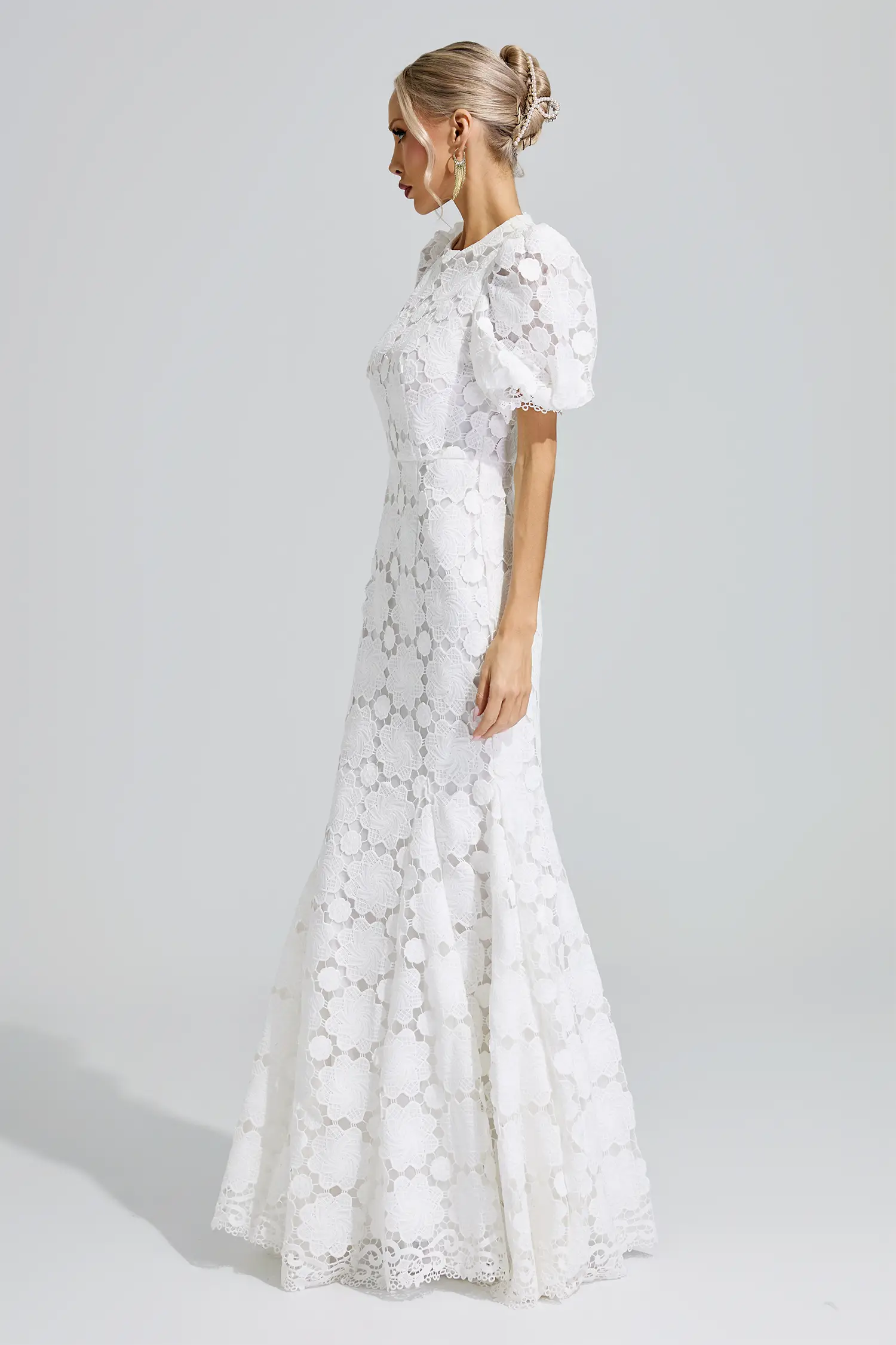 Aphrodite White Lace Cutout Maxi Dress