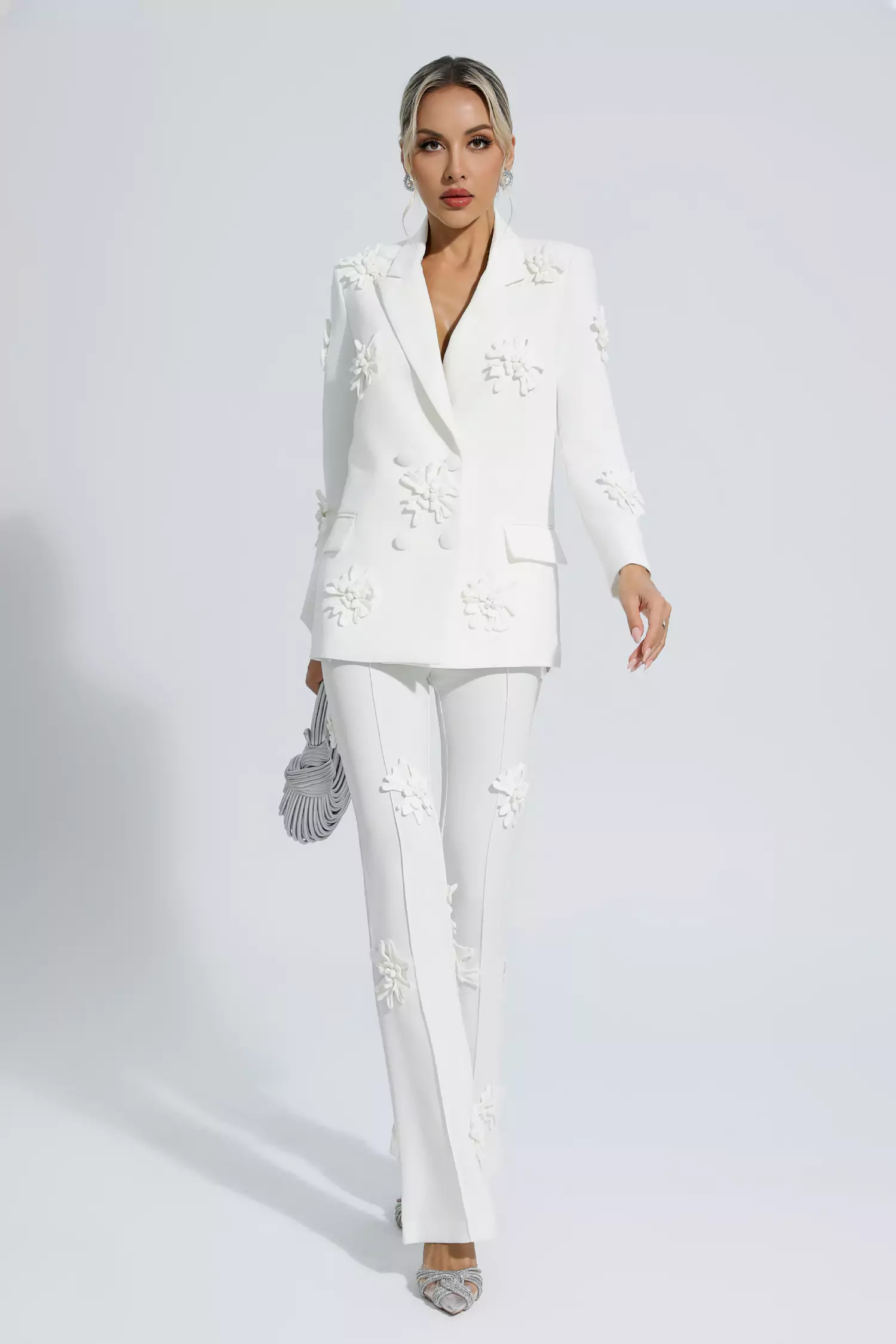 Ari White Jacquard Floral Blazer Set