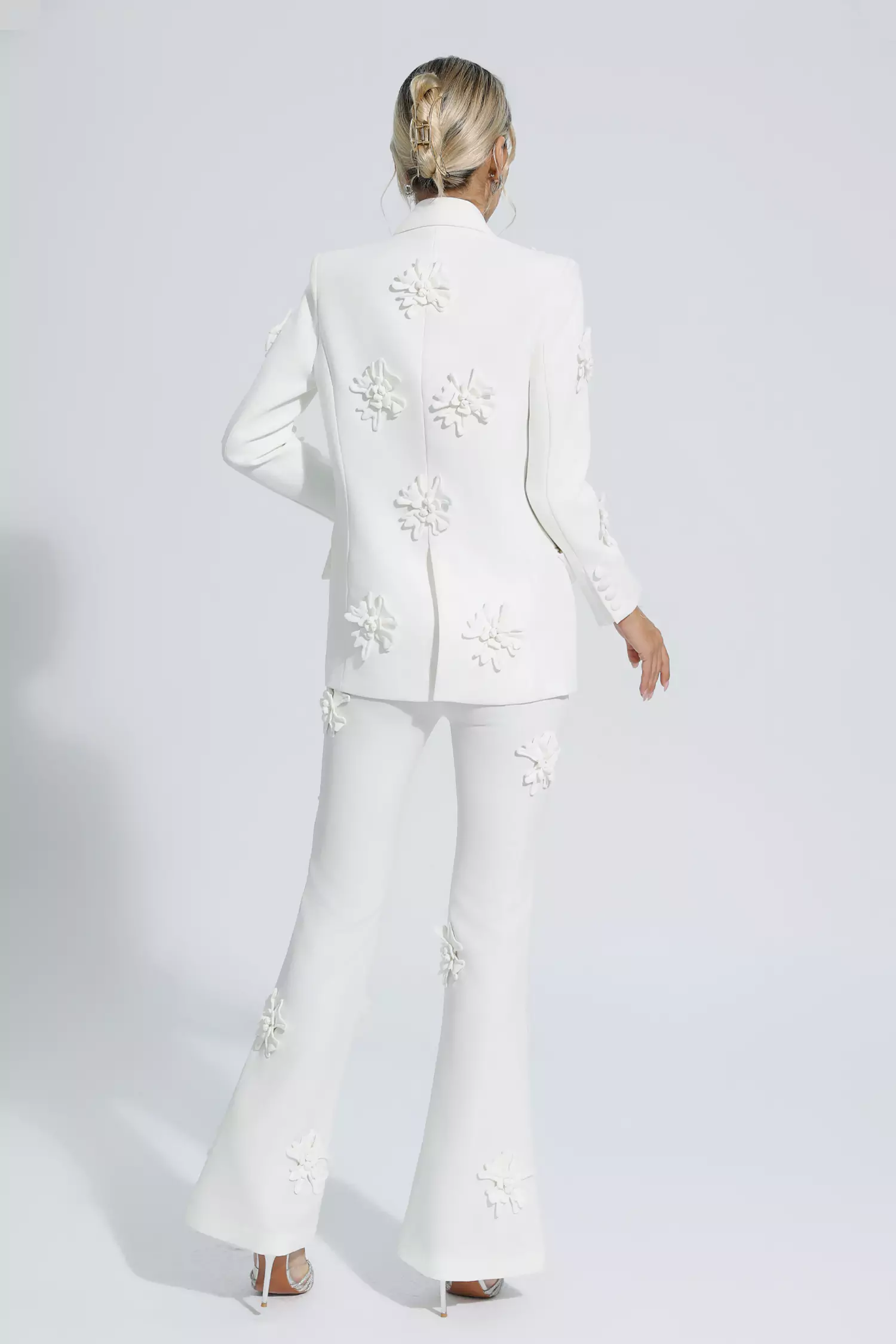 Ari White Jacquard Floral Blazer Set-CATCHALL