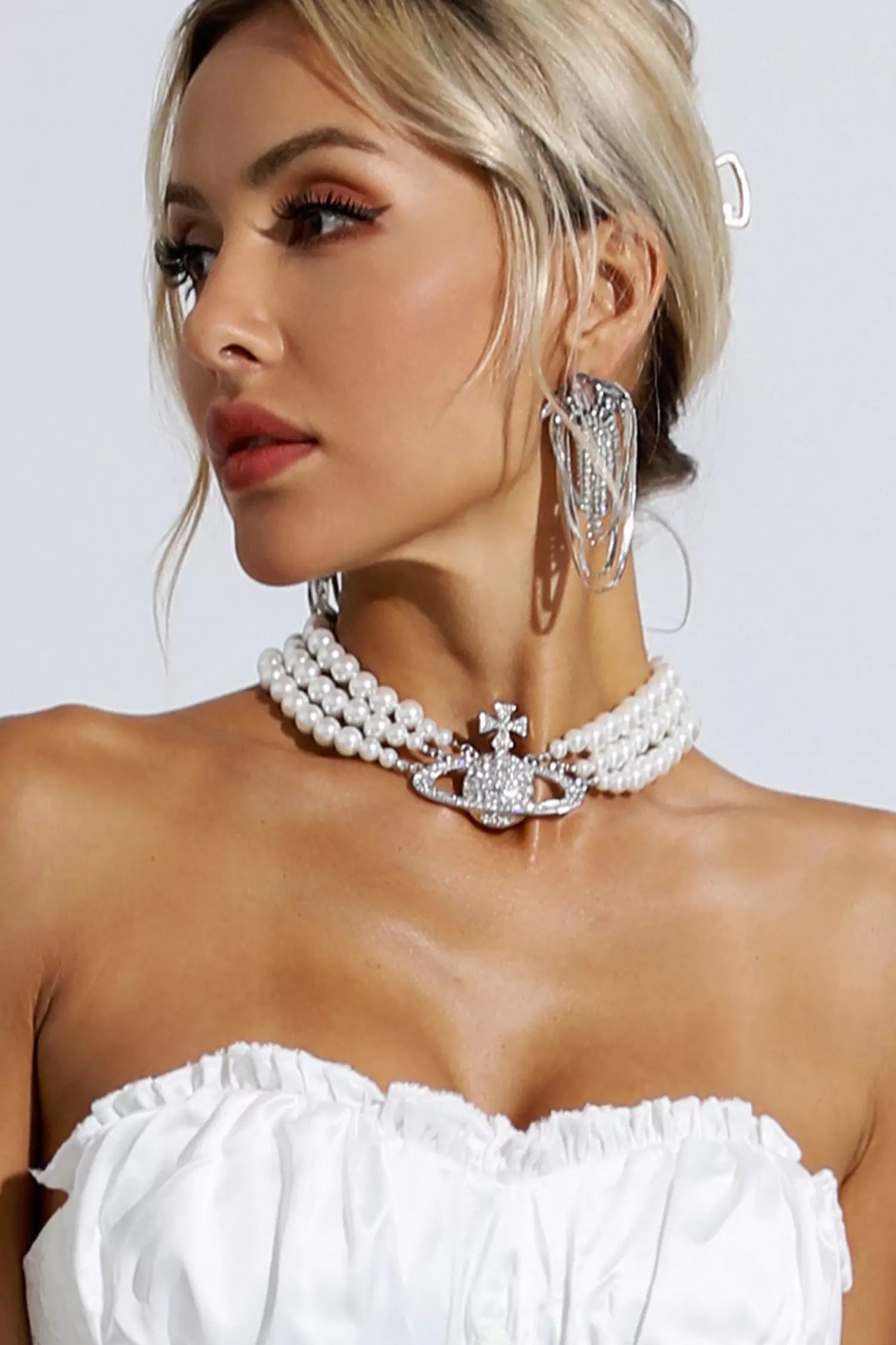 Ariah Diamond Saturn Pearl Necklace-CATCHALL