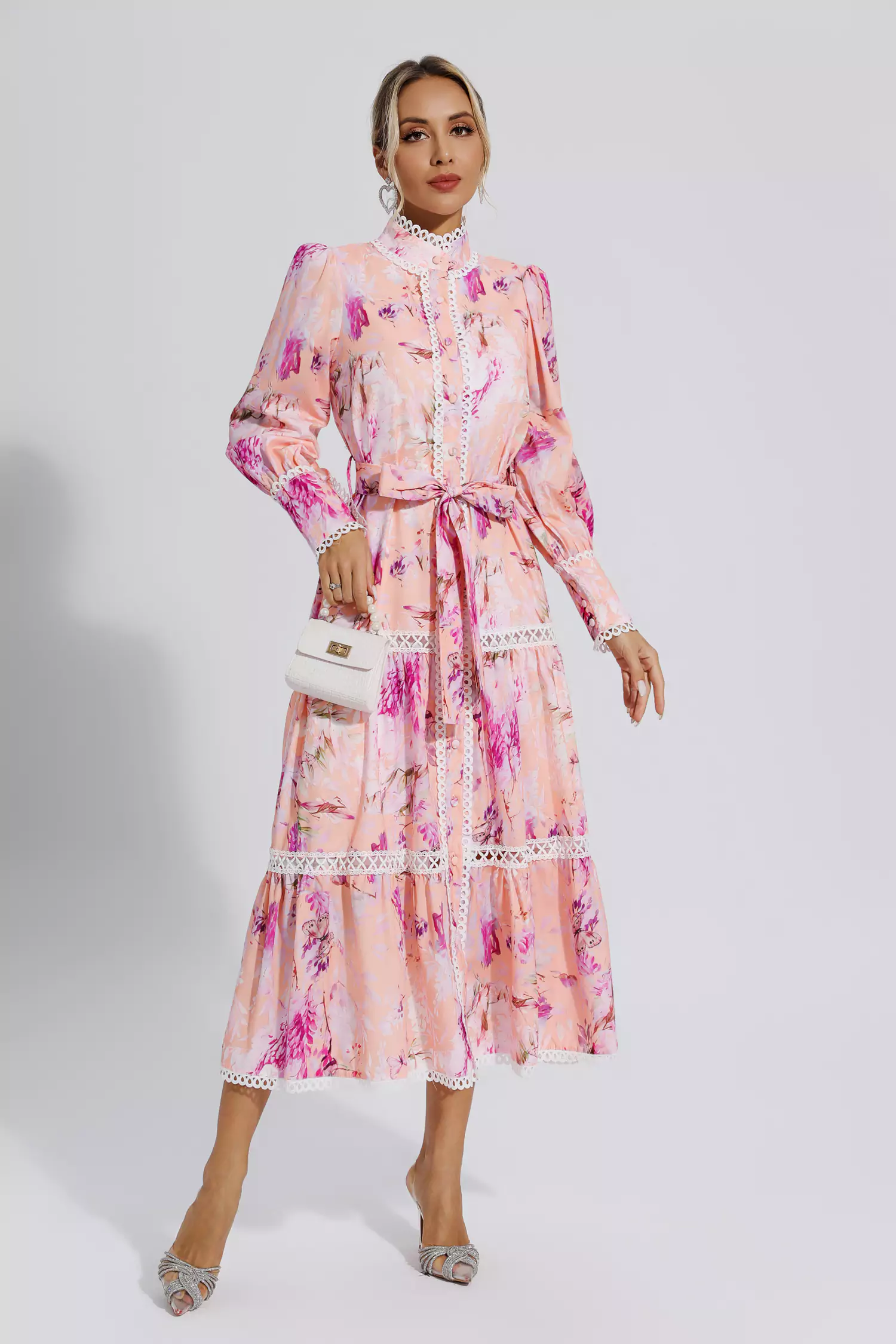Ariya Pink Floral Printed Commuter Maxi Dress-CATCHALL