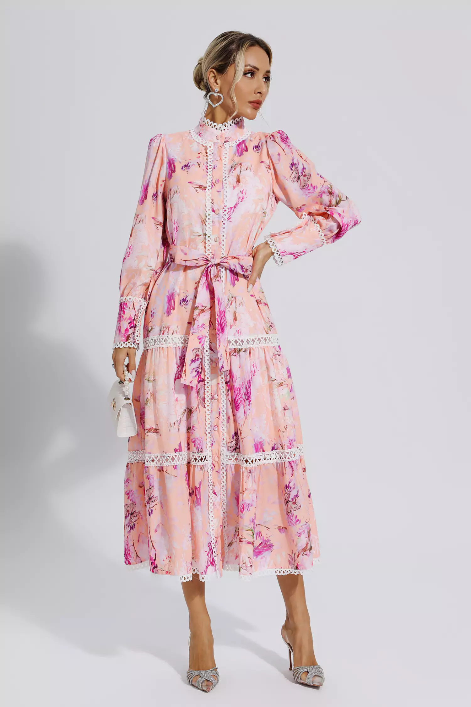 Ariya Pink Floral Printed Commuter Maxi Dress-CATCHALL