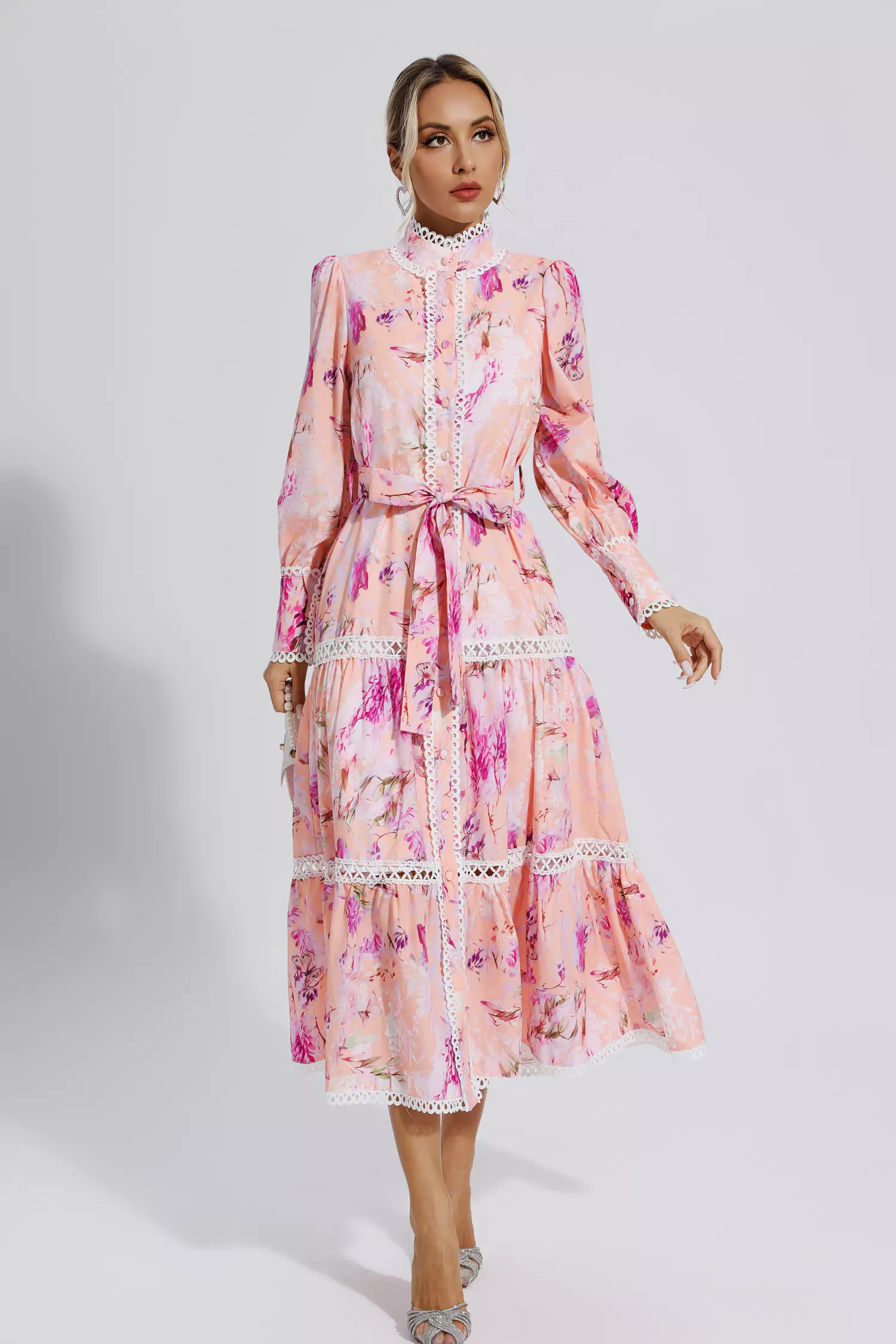 Ariya Pink Floral Printed Commuter Maxi Dress-CATCHALL