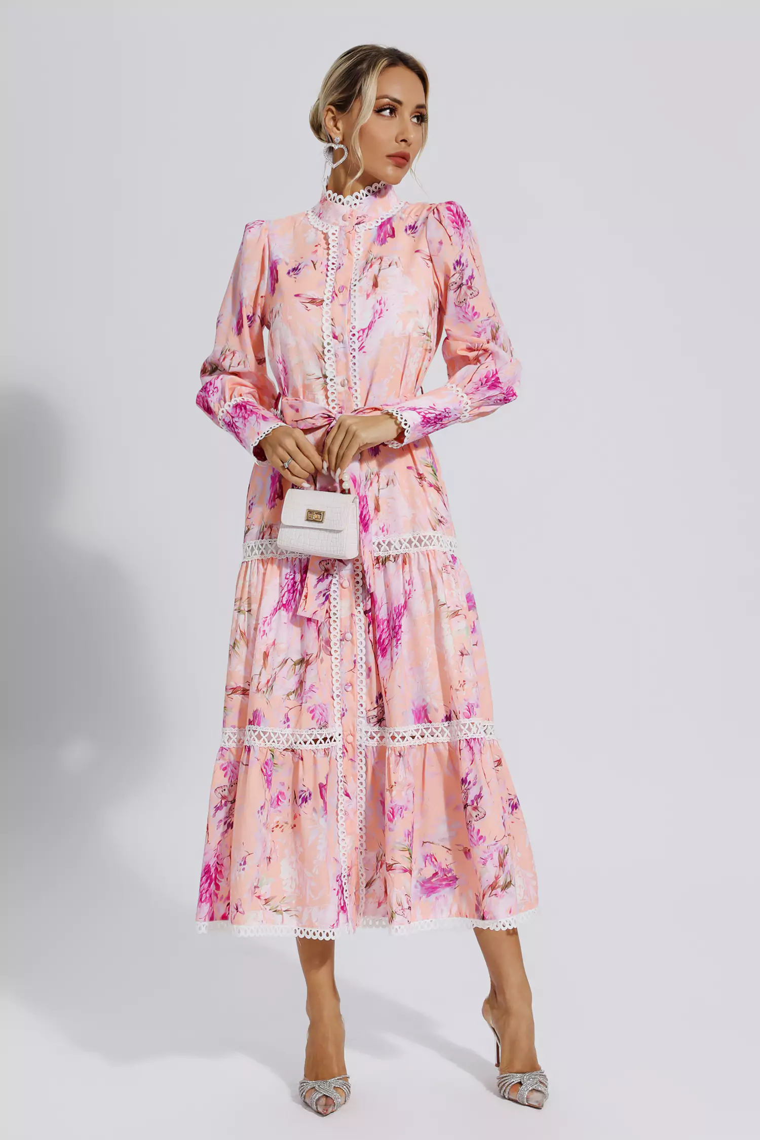 Ariya Pink Floral Printed Commuter Maxi Dress-CATCHALL