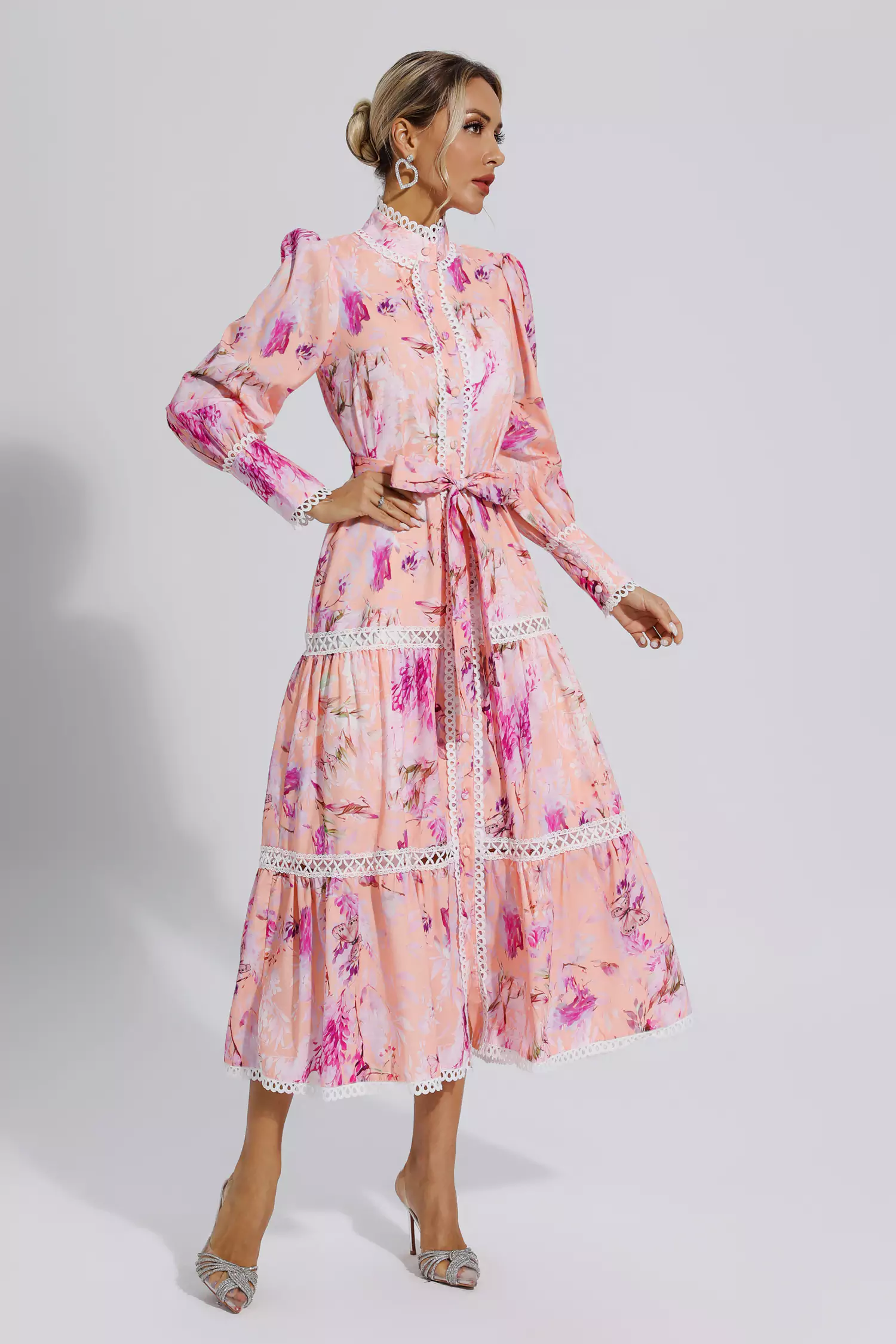 Ariya Pink Floral Printed Commuter Maxi Dress-CATCHALL