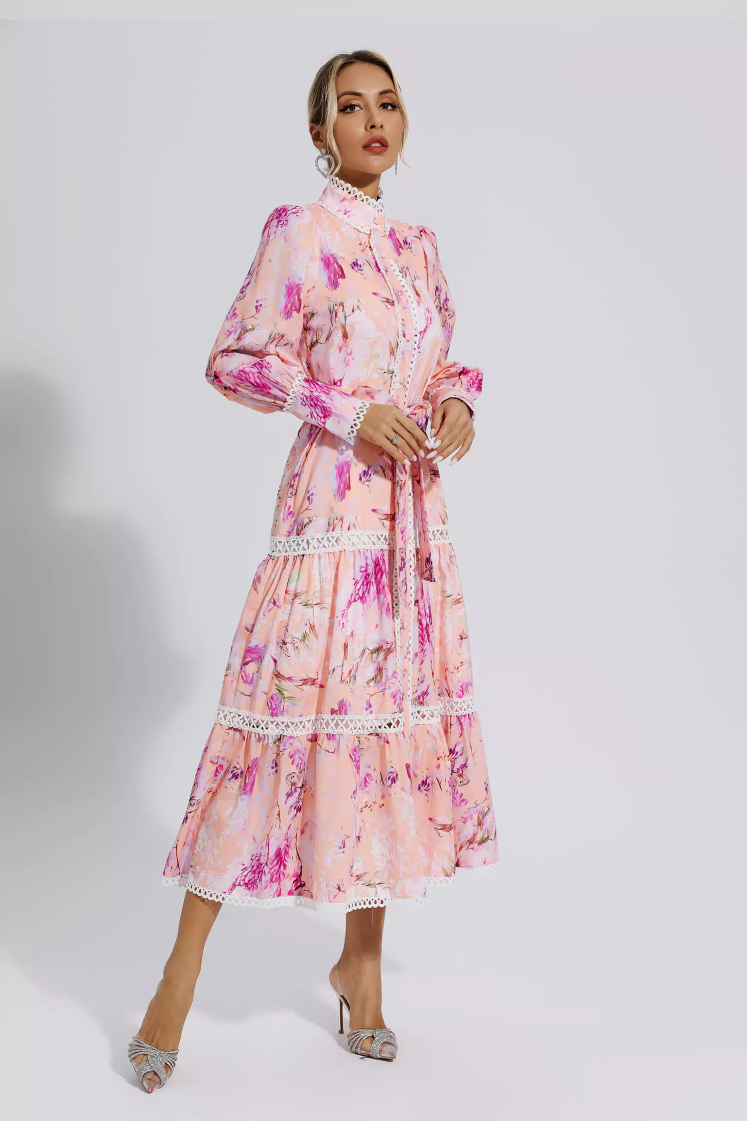 Ariya Pink Floral Printed Commuter Maxi Dress-CATCHALL